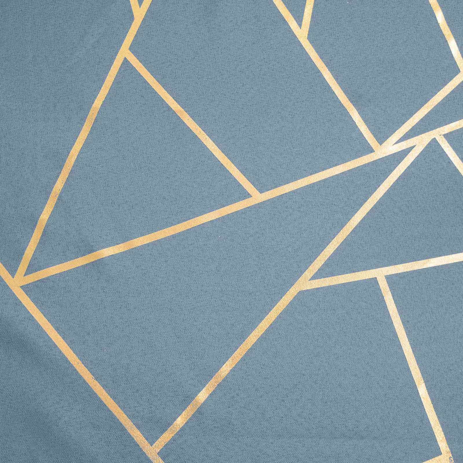 Polyester Table Runner 9ft Dusty Blue with Gold Foil Geometric Pattern - Image 15