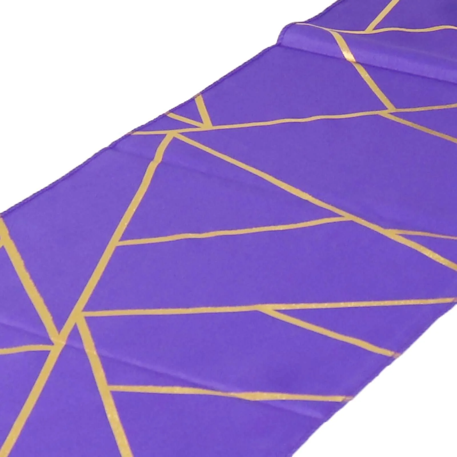 Polyester Table Runner 9ft Purple with Gold Foil Geometric Pattern - Modern & Stylish Table Decor - Image 3