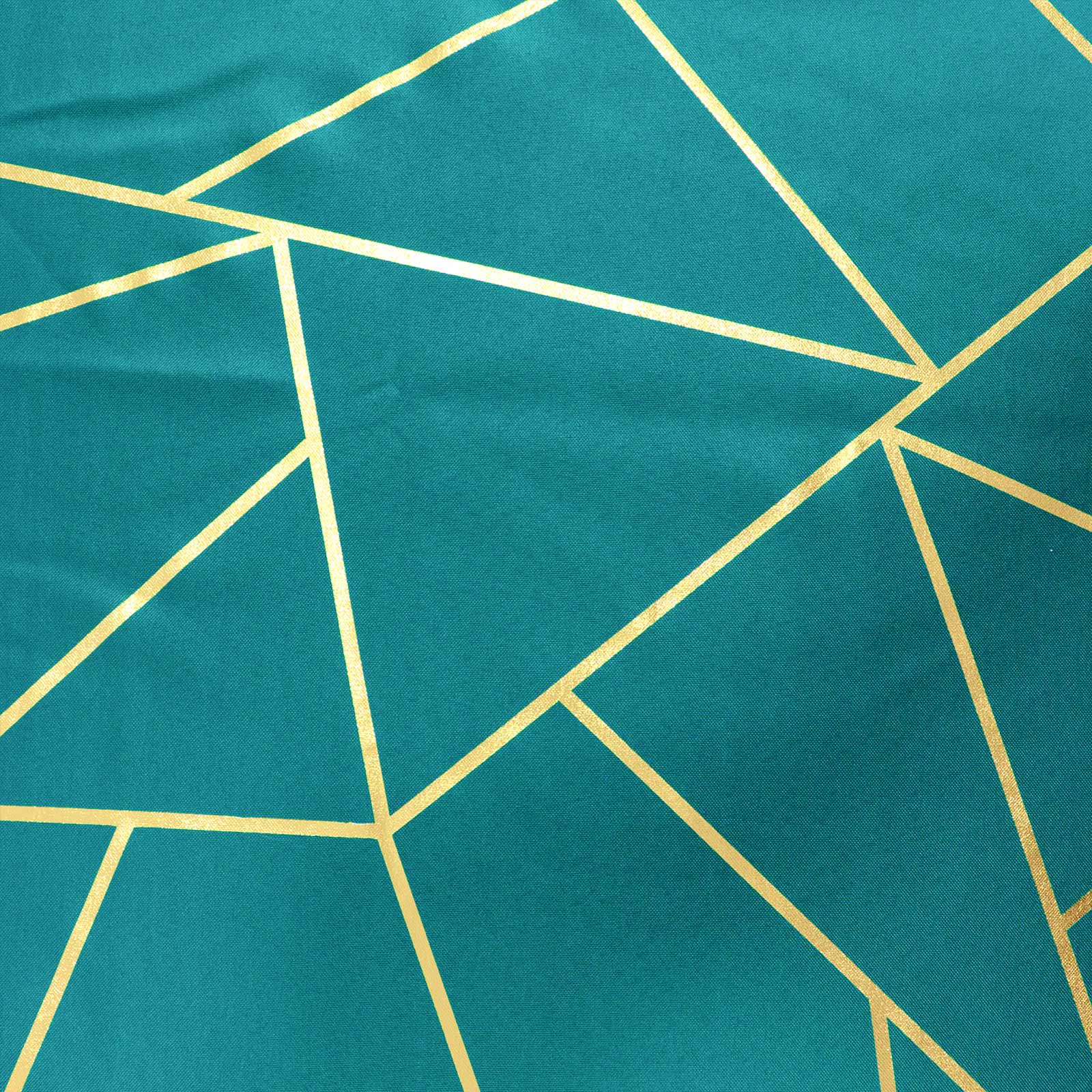 Polyester Table Runner 9ft Teal - Gold Foil Geometric Pattern - Image 12