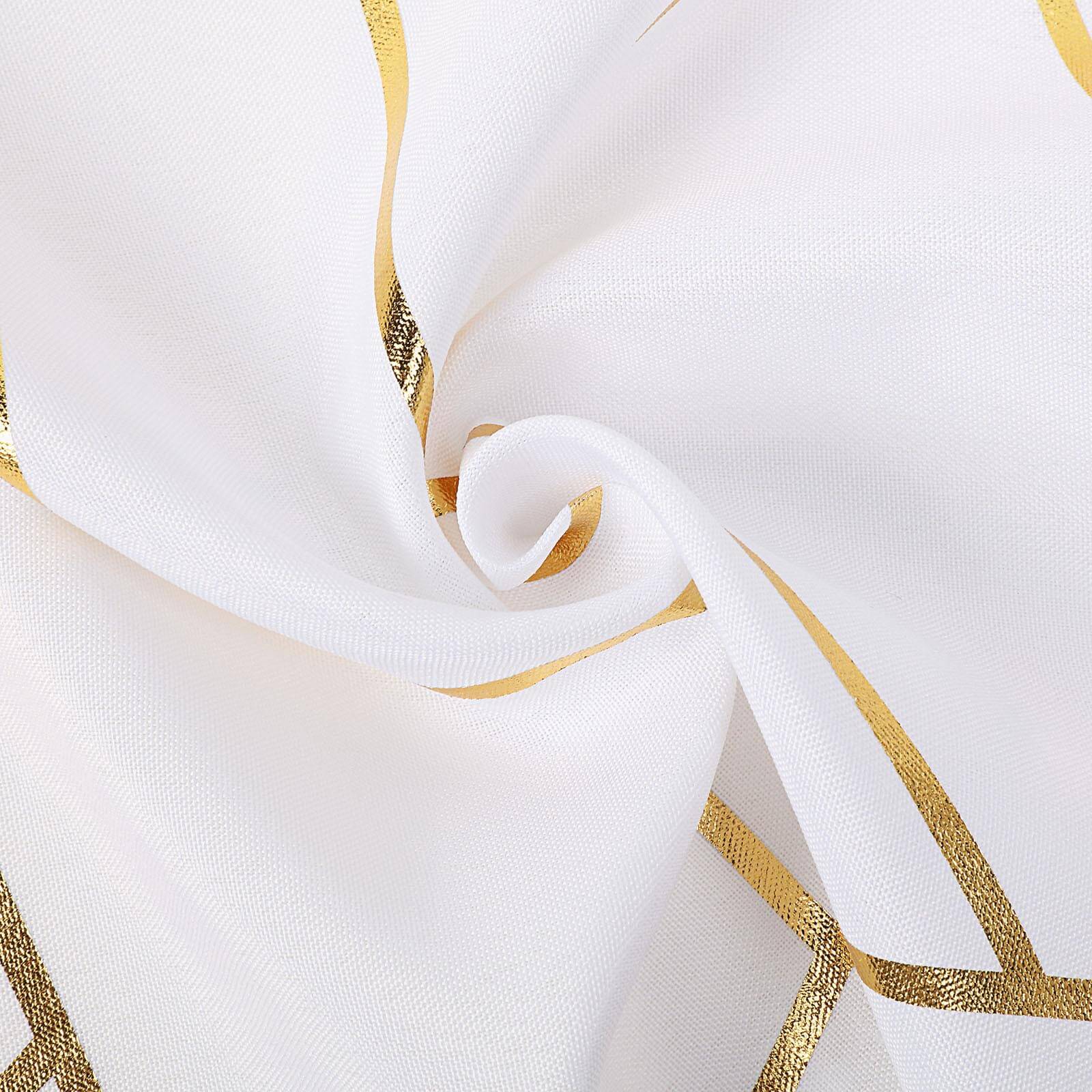 Polyester Table Runner 9ft White with Gold Foil Geometric Pattern - Modern & Stylish Table Decor - Image 7