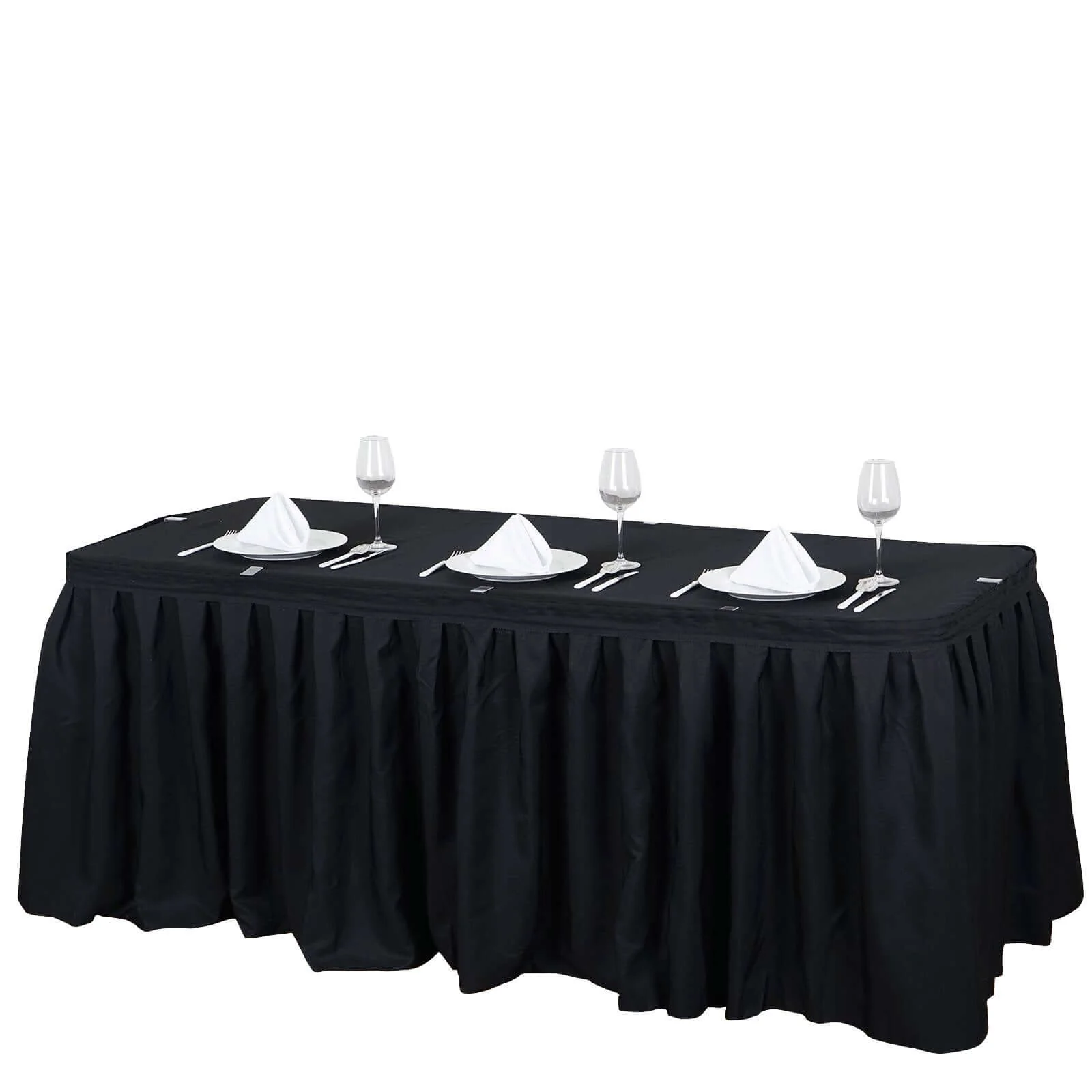 Polyester Table Skirt 14ft Black - Stylish Pleated Table Cover - Image 2