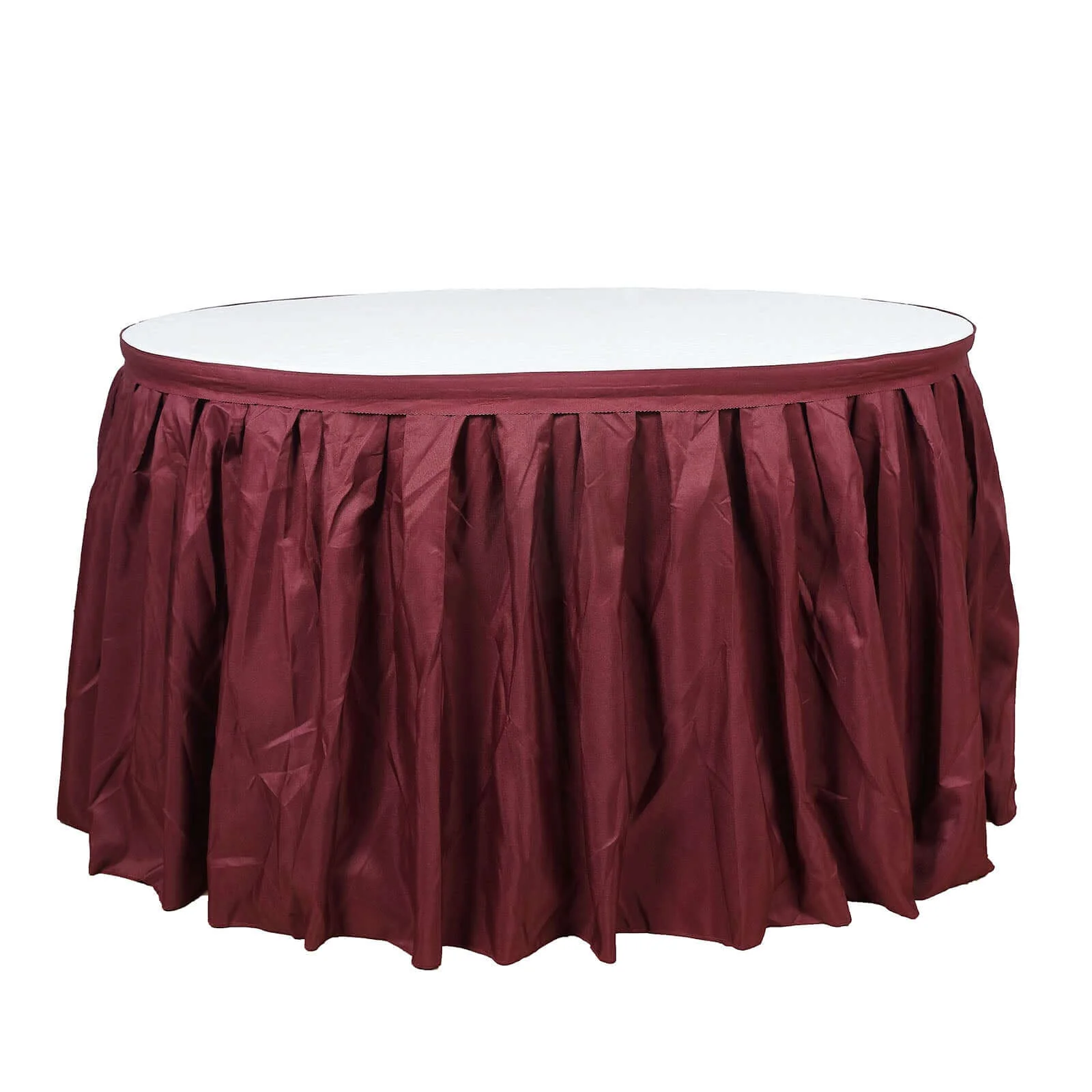 Polyester Table Skirt 14ft Burgundy - Stylish Pleated Table Cover - Image 7
