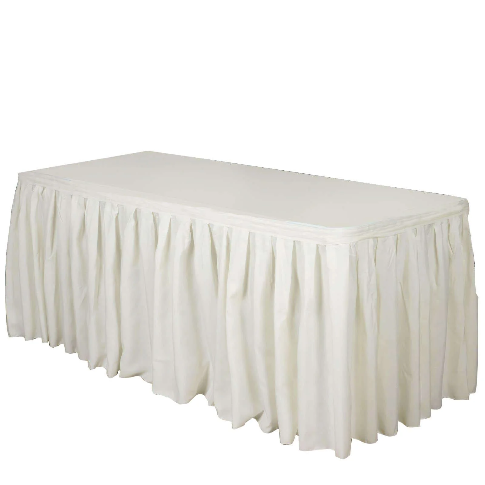 Polyester Table Skirt 14ft Ivory - Stylish Pleated Table Cover - Image 3