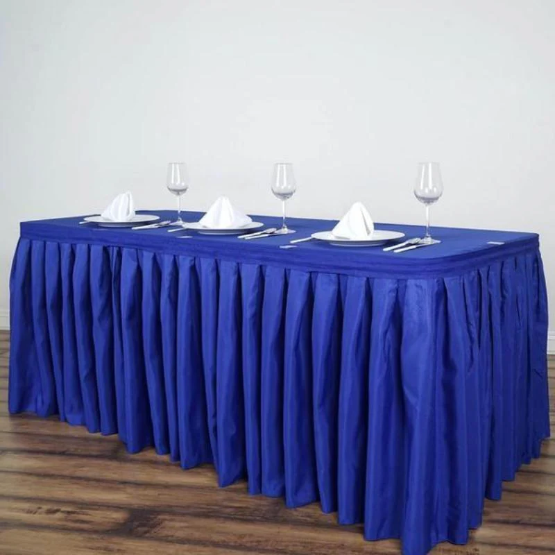 Polyester Table Skirt 14ft Royal Blue - Stylish Pleated Table Cover - Image 2