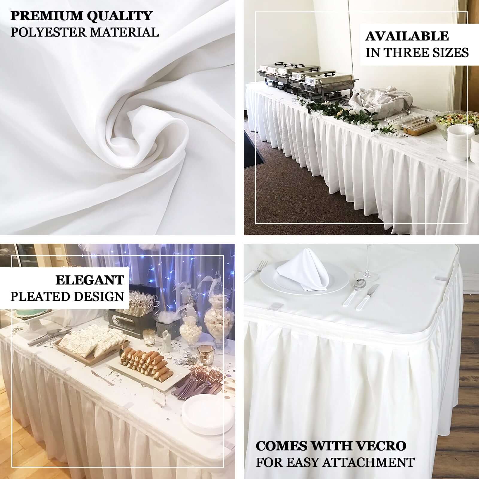 Polyester Table Skirt 14ft White - Stylish Pleated Table Cover - Image 4