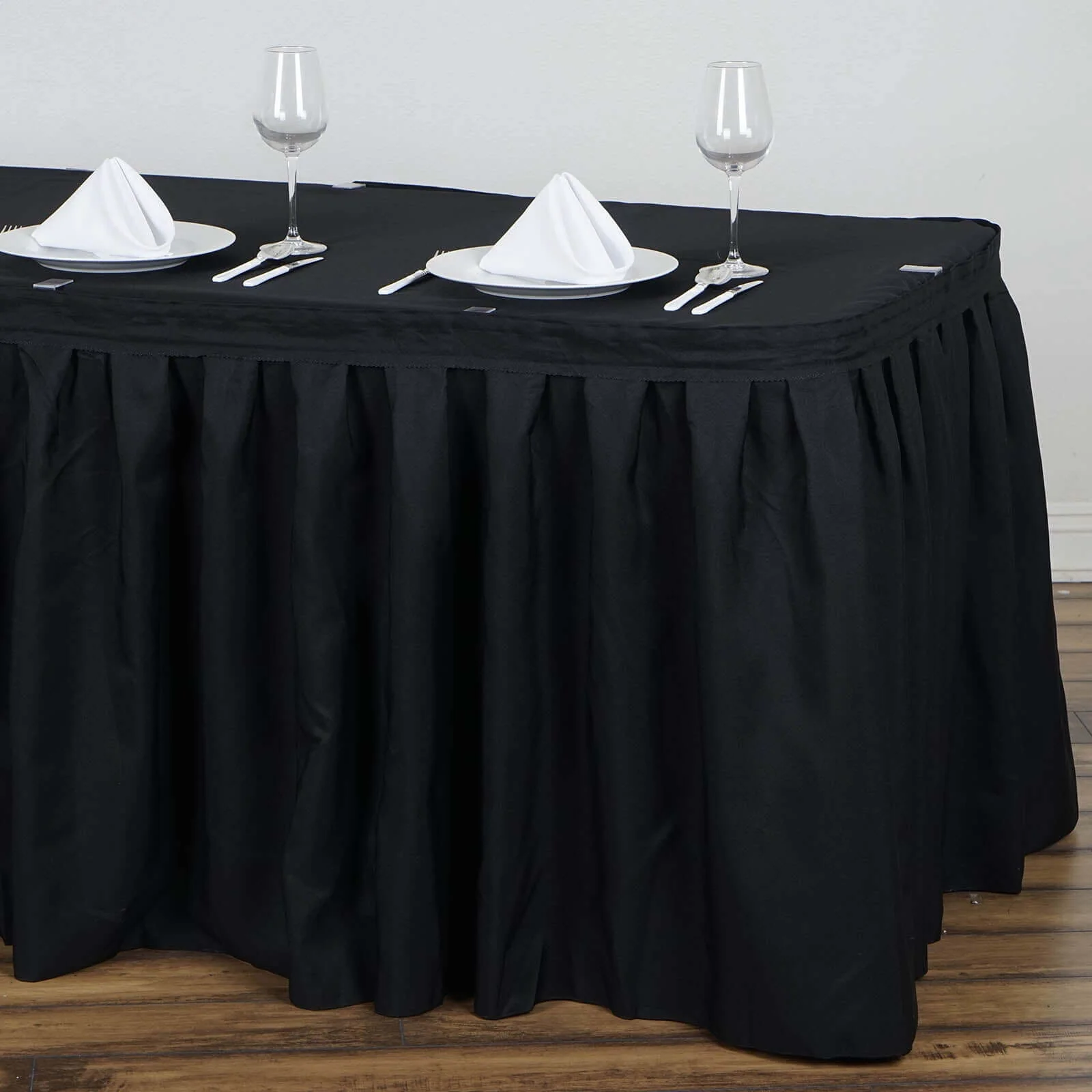 Polyester Table Skirt 17ft Black - Stylish Pleated Table Cover - Image 2