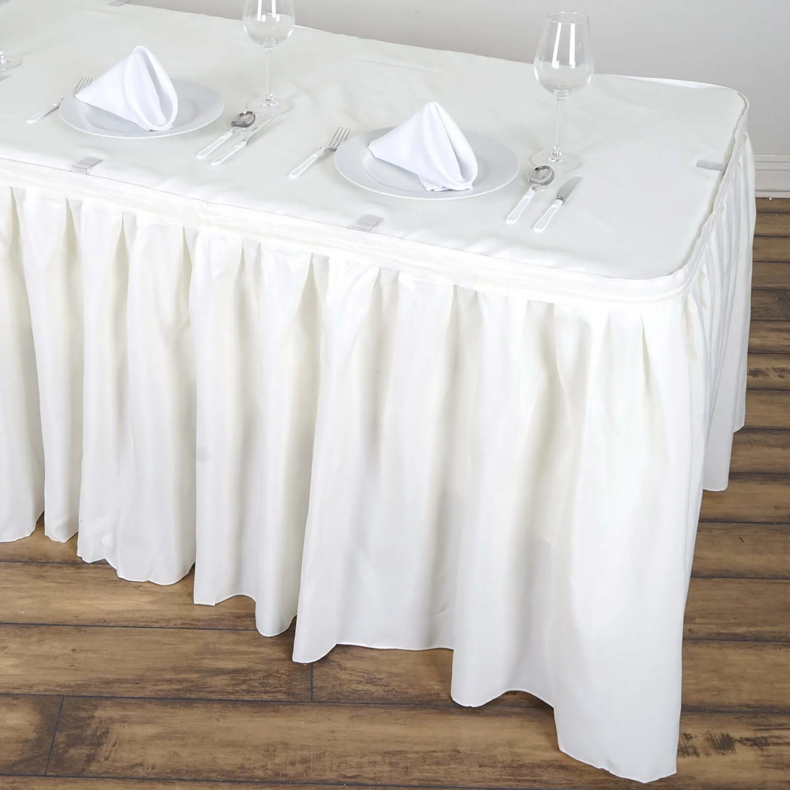 Polyester Table Skirt 17ft Ivory - Stylish Pleated Table Cover - Image 2