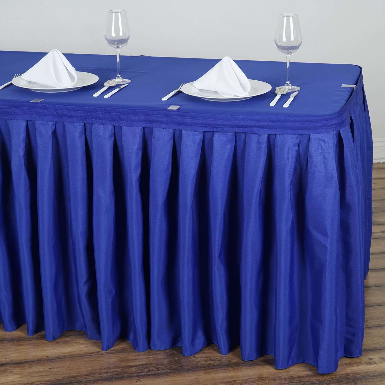Polyester Table Skirt 17ft Royal Blue - Stylish Pleated Table Cover - Image 3