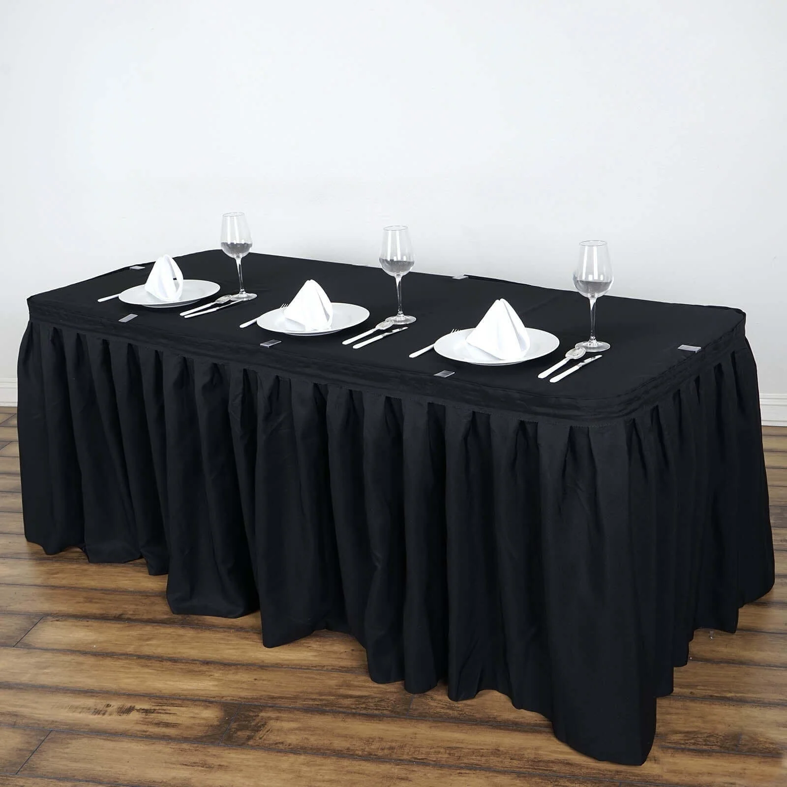 Polyester Table Skirt 21ft Black - Stylish Pleated Table Cover - Image 2