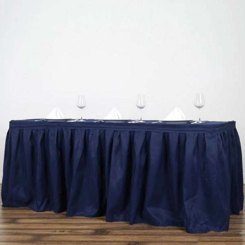 Polyester Table Skirt 21ft Navy Blue - Stylish Pleated Table Cover - Image 7