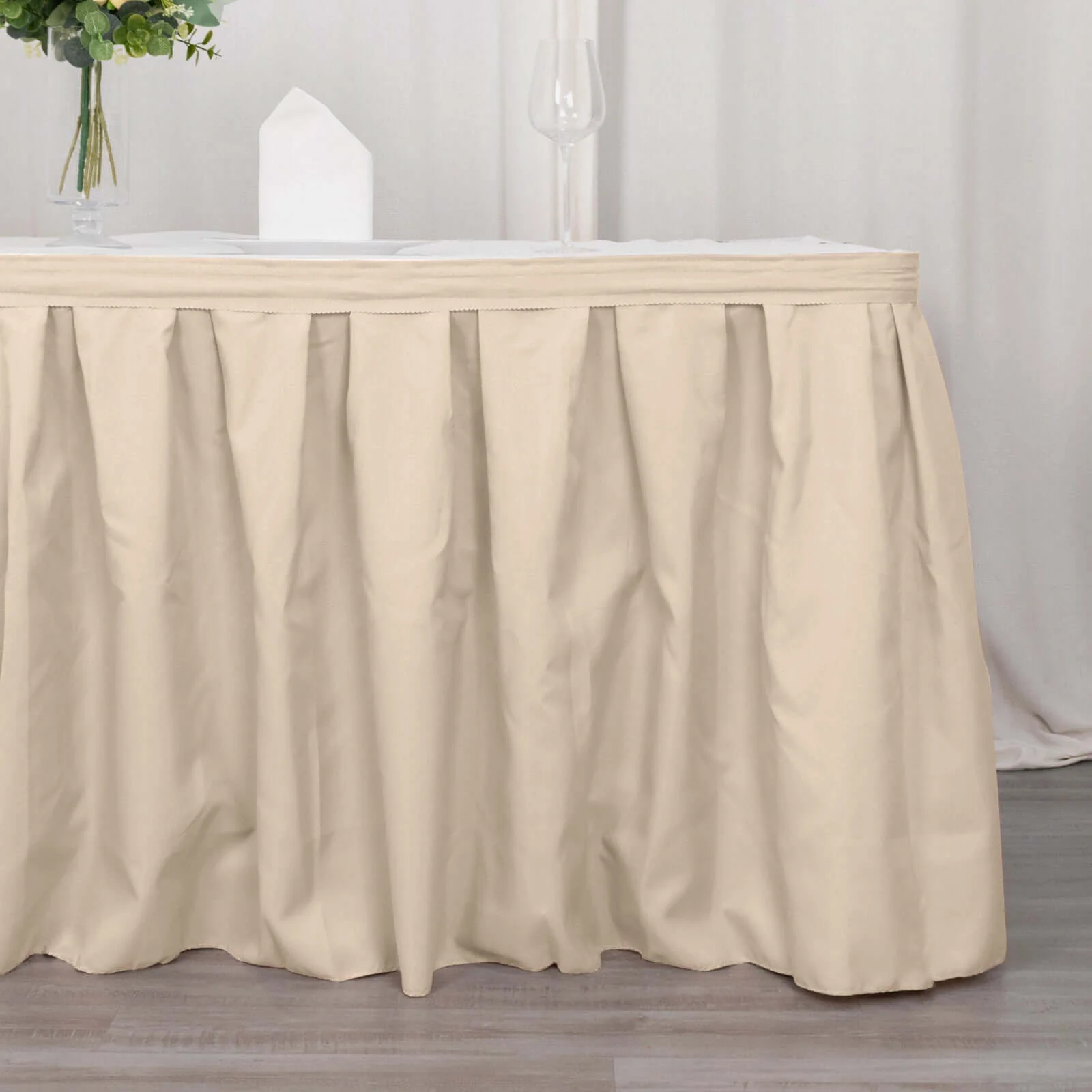Polyester Table Skirt 21ft Nude - Stylish Pleated Table Cover - Image 2