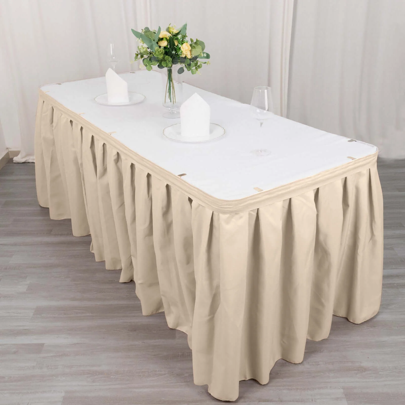 Polyester Table Skirt 21ft Nude - Stylish Pleated Table Cover - Image 5