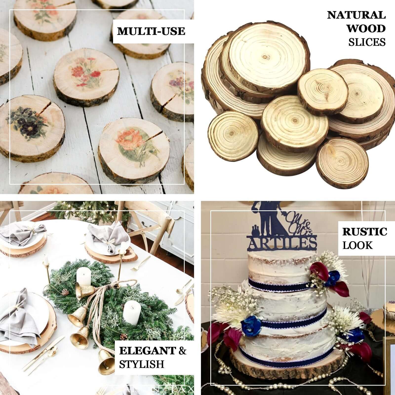 Poplar Wood Slabs Rustic Round Slices 12" Dia - Natural Color Centerpieces for Events - Image 4
