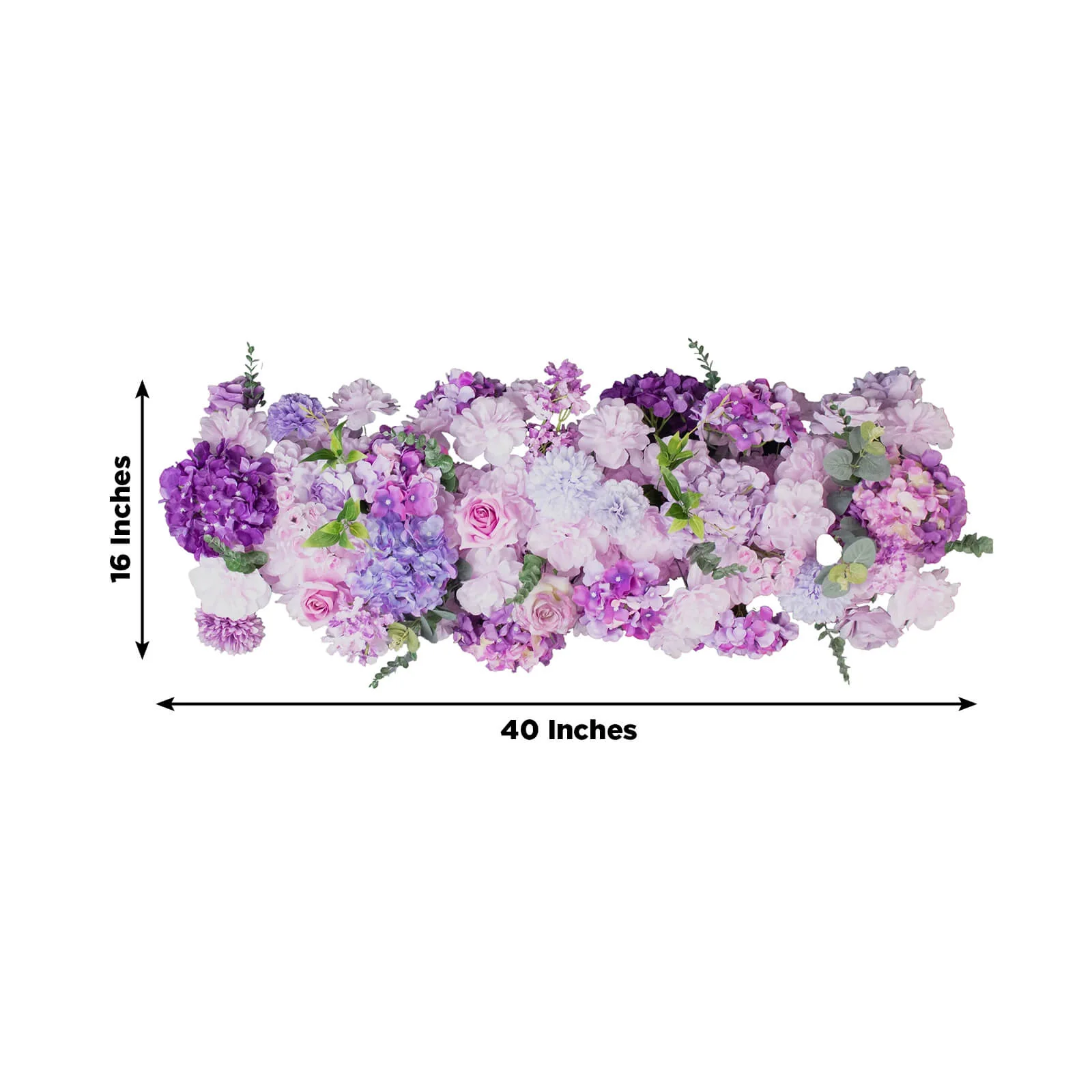 Pre-Arranged Silk Flower Runner 40"x16" Mixed Lavender Lilac – Roses, Hydrangeas, Chrysanthemums & Peonies for Wedding Table & Arch Decor - Image 3