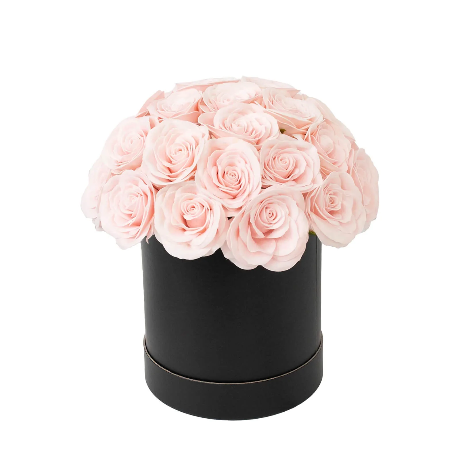 Prearranged Rose Centerpiece Arrangement, Blush 27pcs Roses with Black Round Gift Box - Image 2
