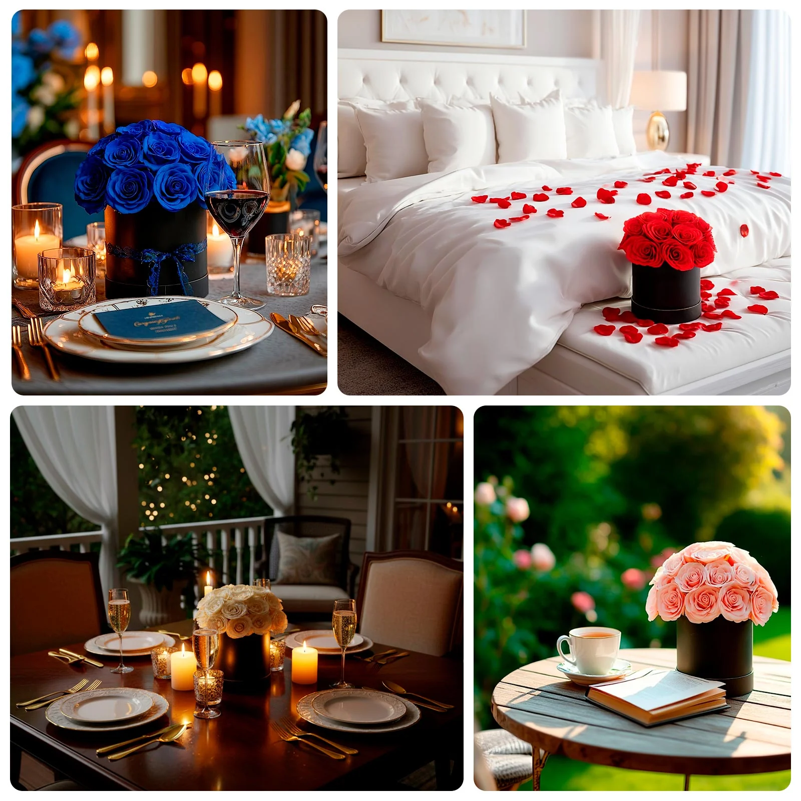 Prearranged Rose Centerpiece Arrangement, Blush 27pcs Roses with Black Round Gift Box - Image 5