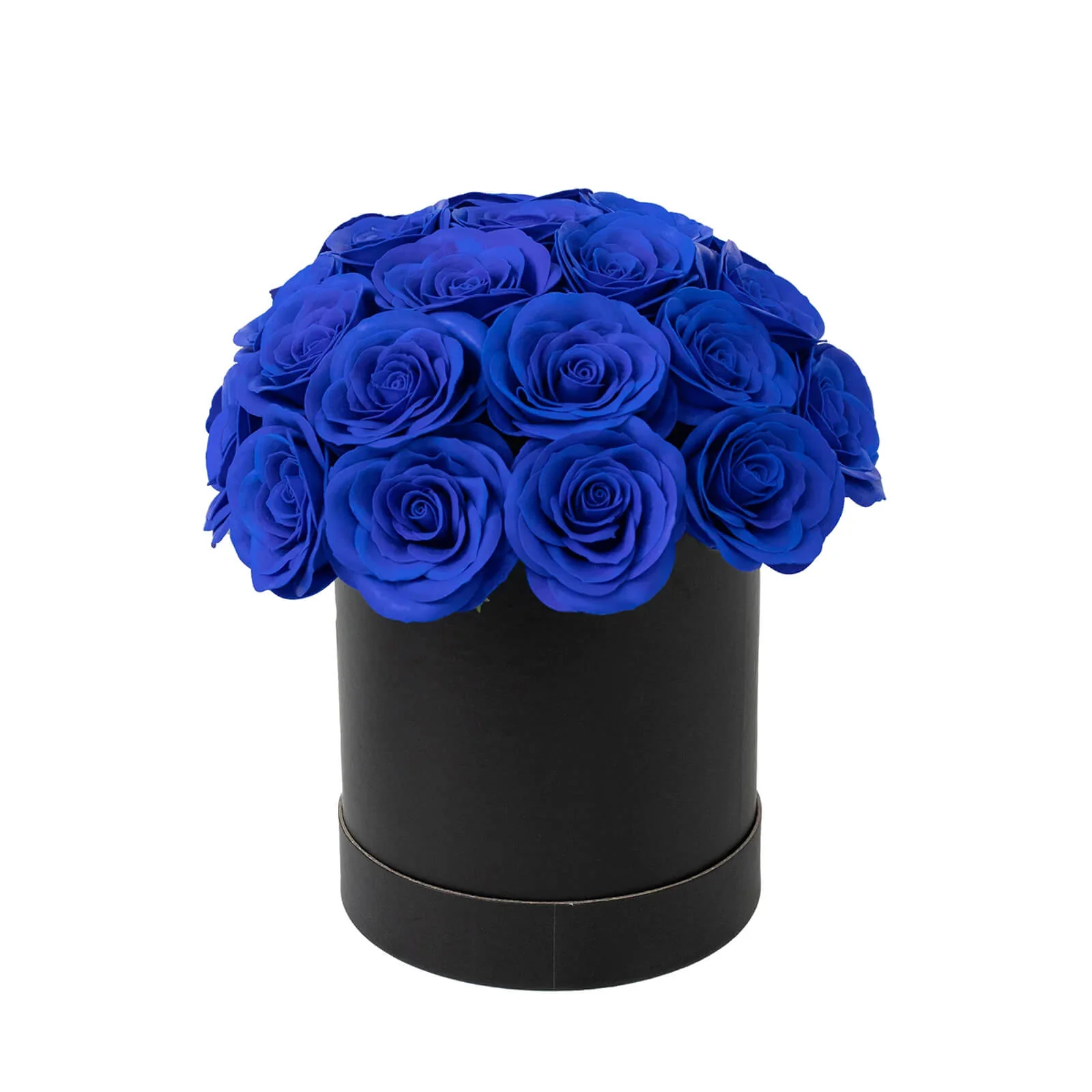Prearranged Rose Centerpiece Arrangement, Royal Blue 27pcs Roses with Black Round Gift Box - Image 2