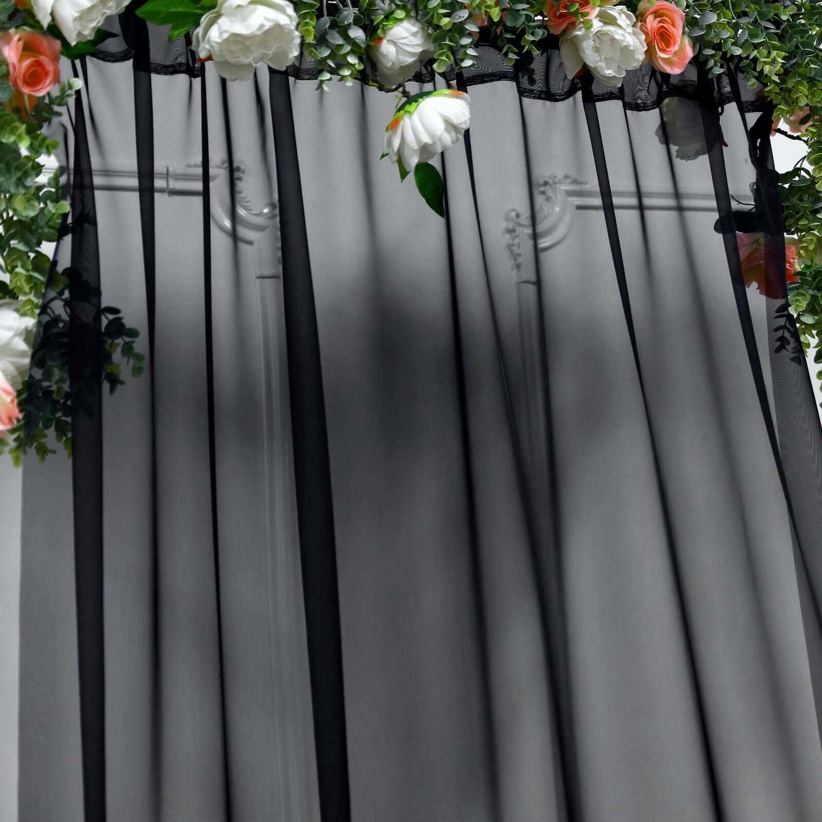 Black Chiffon Drape Curtain, Durable Flame Resistant Backdrop Panel Ceiling Decoration With Rod Pocket 5ftx14ft - Image 8