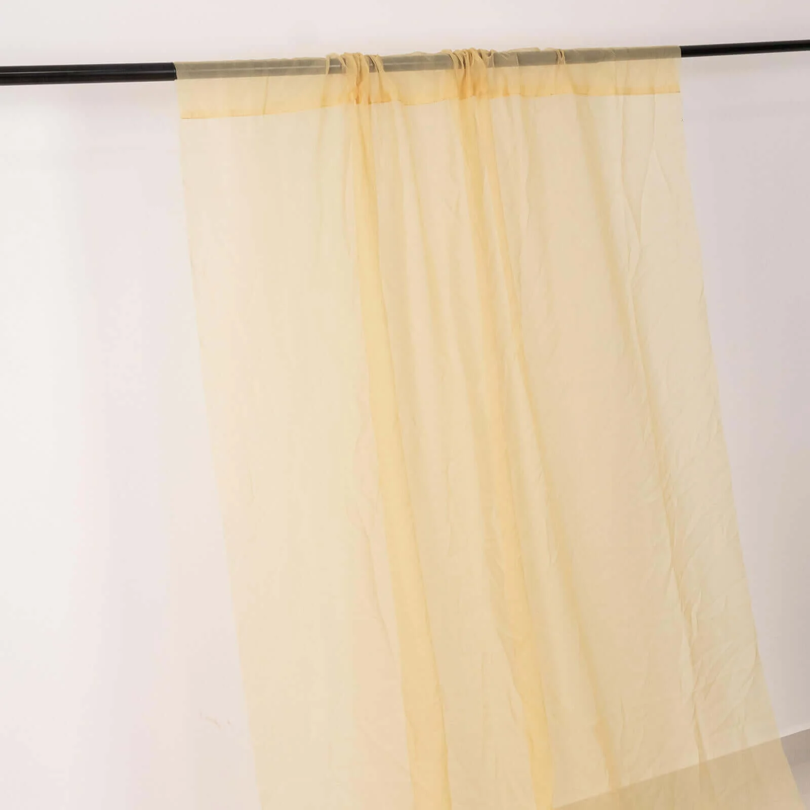 Champagne Chiffon Ceiling Drapery, Durable Flame Resistant Long Curtain Backdrop Panel With Rod Pocket 5ftx32ft - Image 2