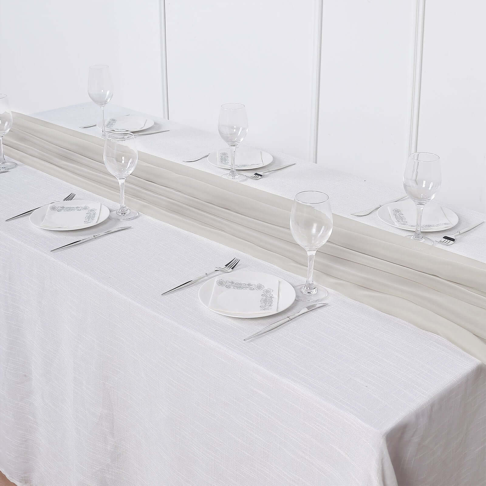Chiffon Table Runner 6ft Beige - Lightweight Table Linen - Image 3
