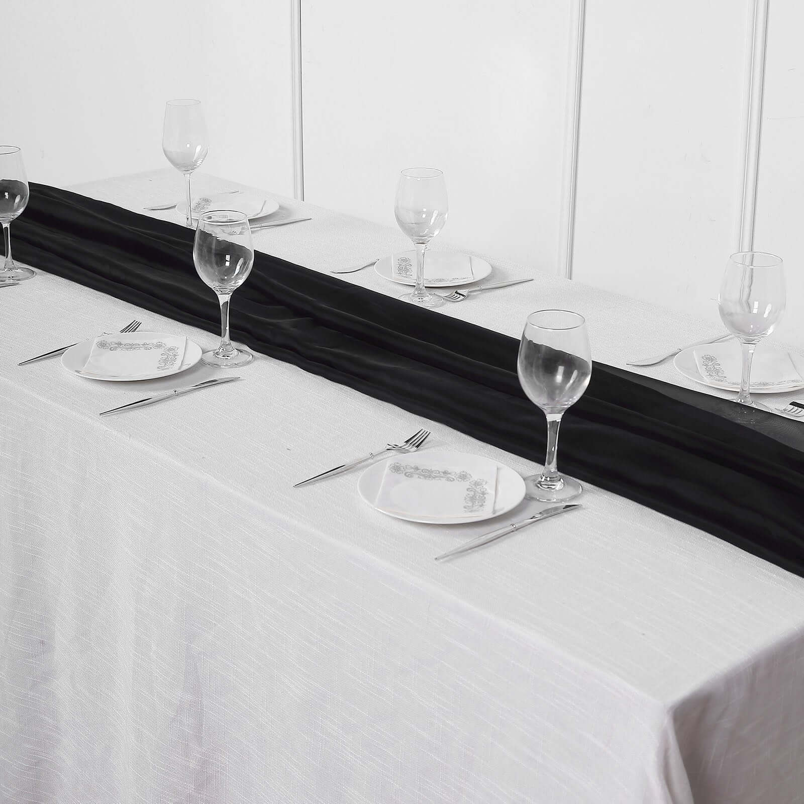 Chiffon Table Runner 6ft Black - Stylish & Lightweight Event Table Decor - Image 3