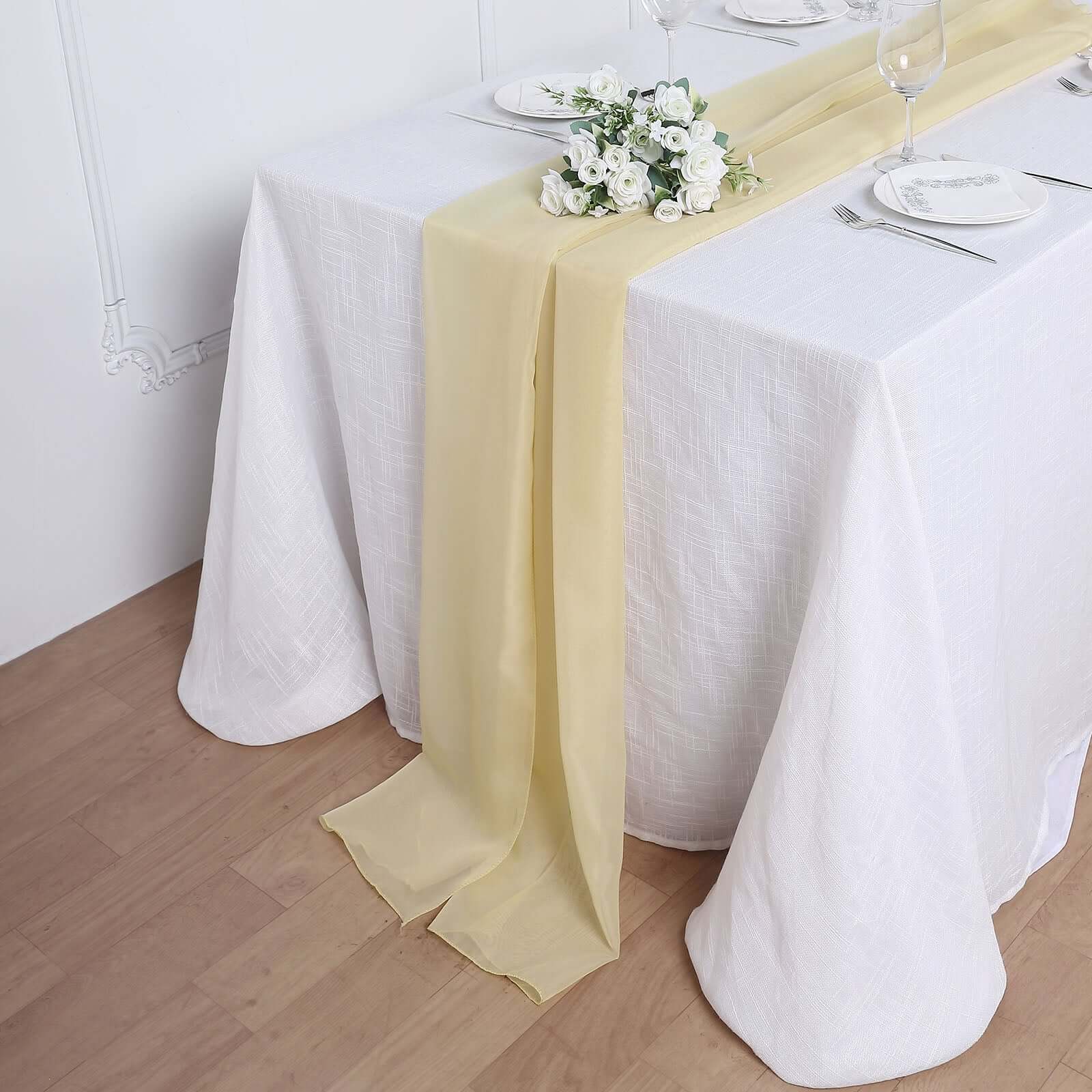 Chiffon Table Runner 6ft Champagne - Lightweight Table Linen - Image 6