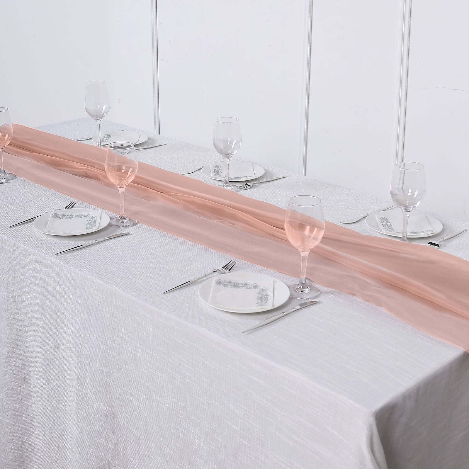 Chiffon Table Runner 6ft Dusty Rose - Lightweight Table Linen - Image 8