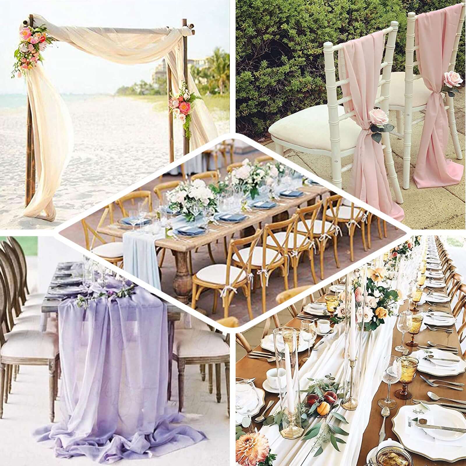 Chiffon Table Runner 6ft Fuchsia - Lightweight Table Linen - Image 5