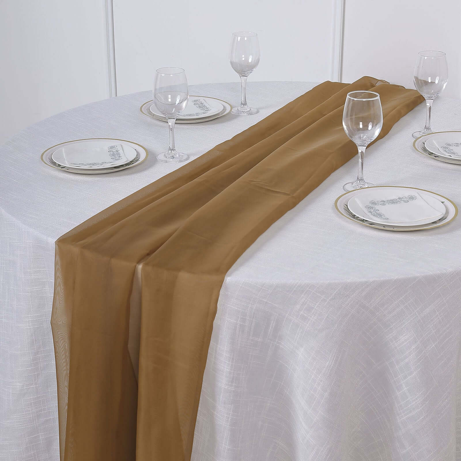Chiffon Table Runner 6ft Gold - Stylish & Lightweight Event Table Decor - Image 2