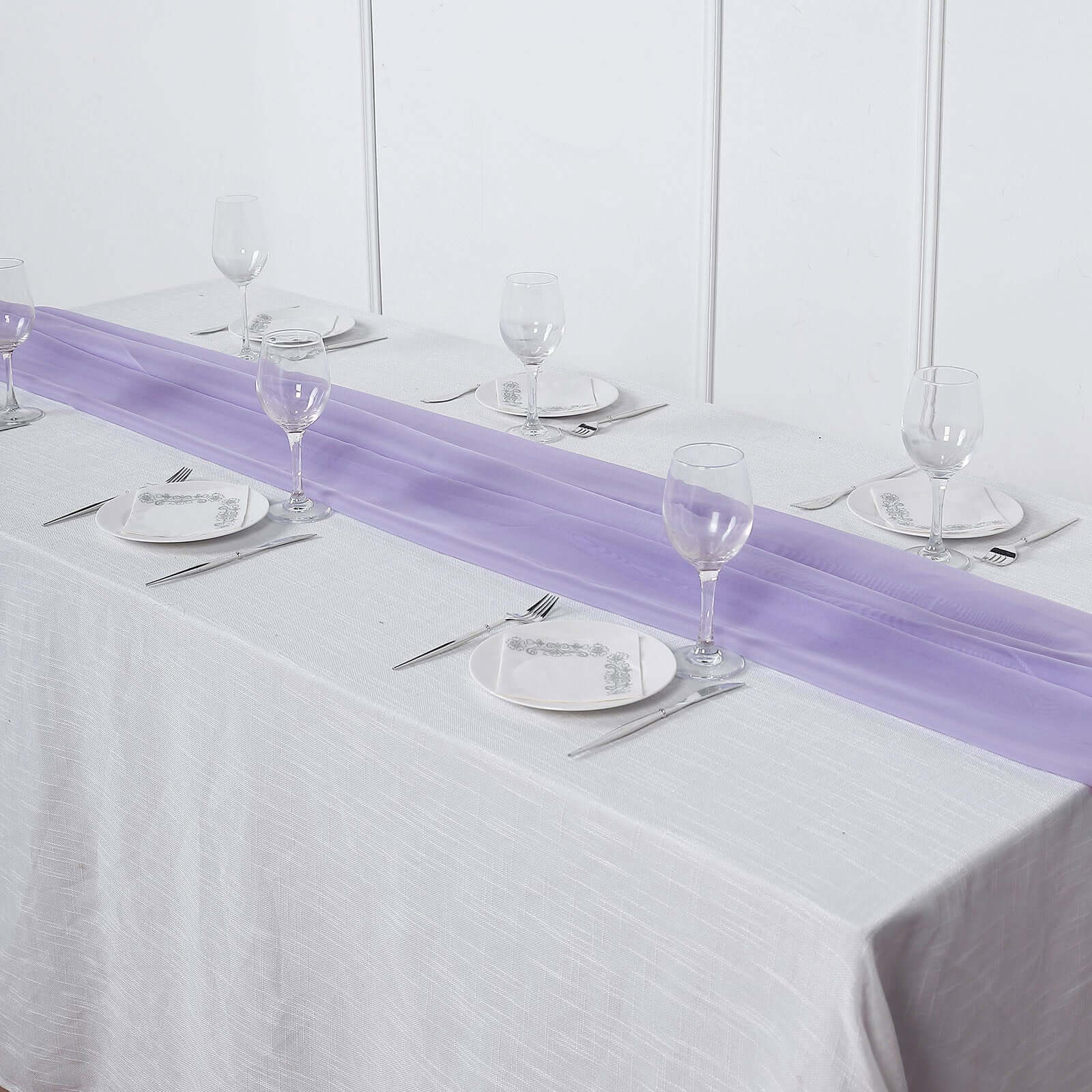 Chiffon Table Runner 6ft Lavender Lilac - Lightweight Table Linen - Image 2