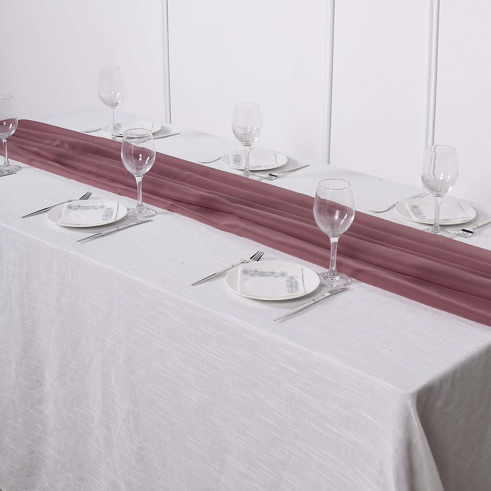 Chiffon Table Runner 6ft Mauve/Cinnamon Rose - Lightweight Table Linen - Image 3