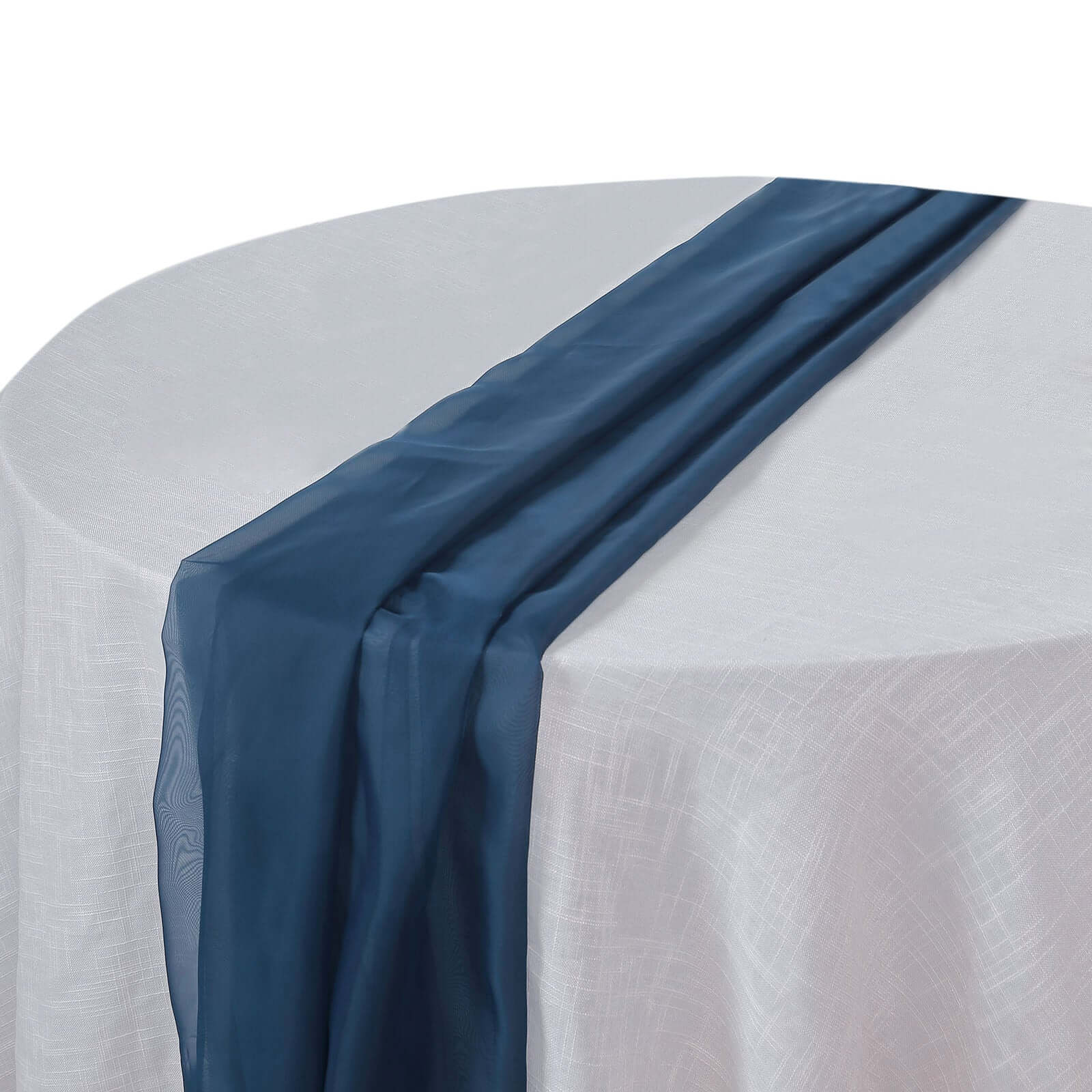 Chiffon Table Runner 6ft Navy Blue - Lightweight Table Linen - Image 6