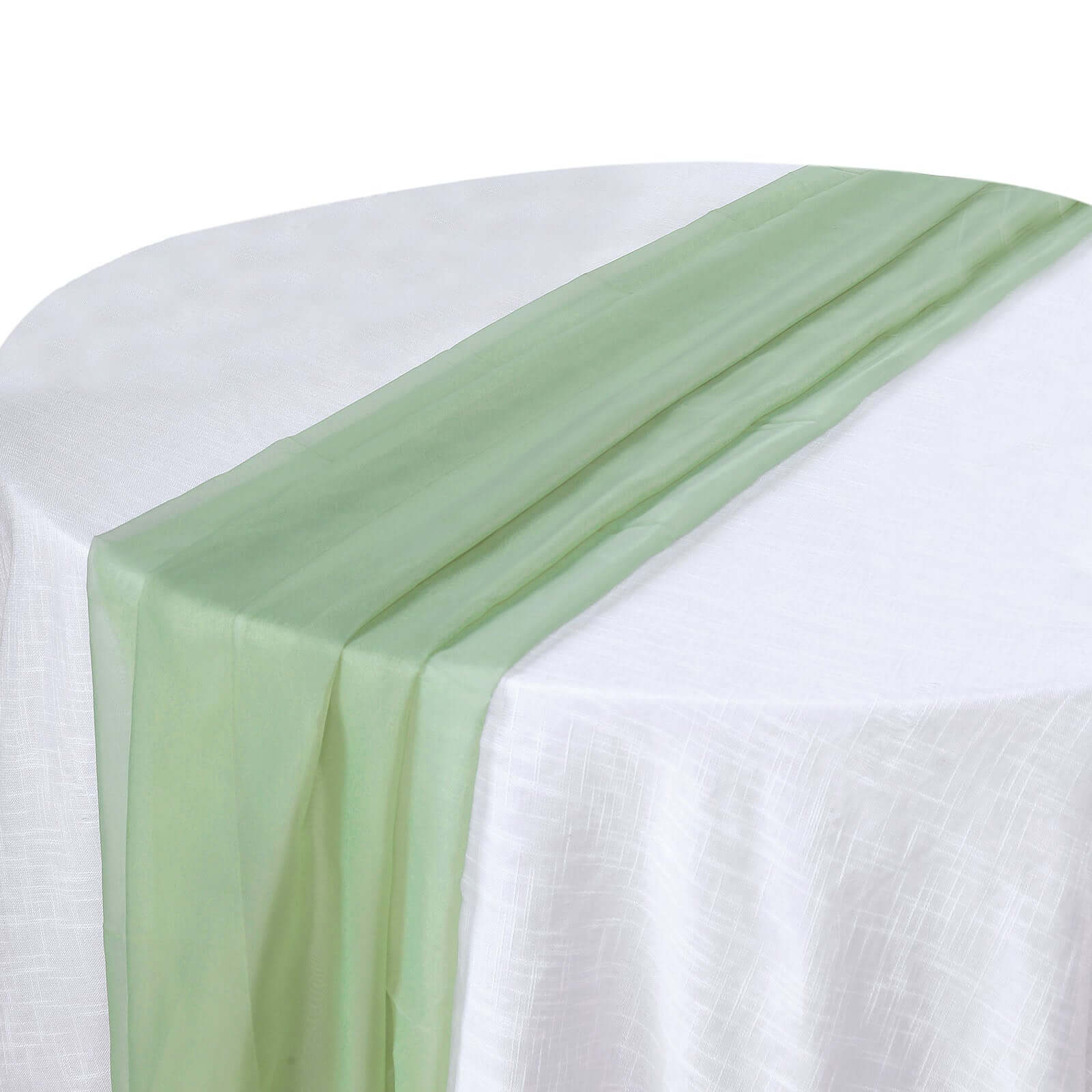 Chiffon Table Runner 6ft Sage Green - Lightweight Table Linen - Image 7