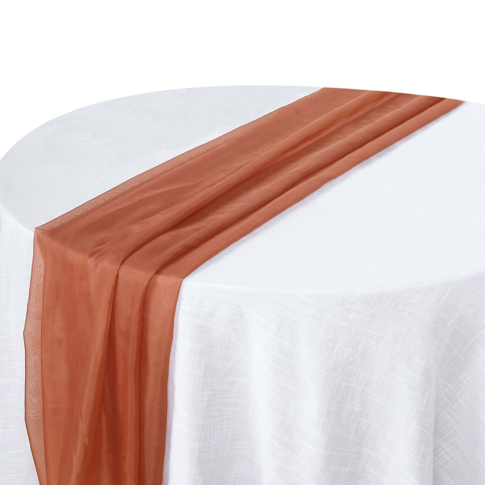Chiffon Table Runner 6ft Terracotta (Rust) - Lightweight Table Linen - Image 6