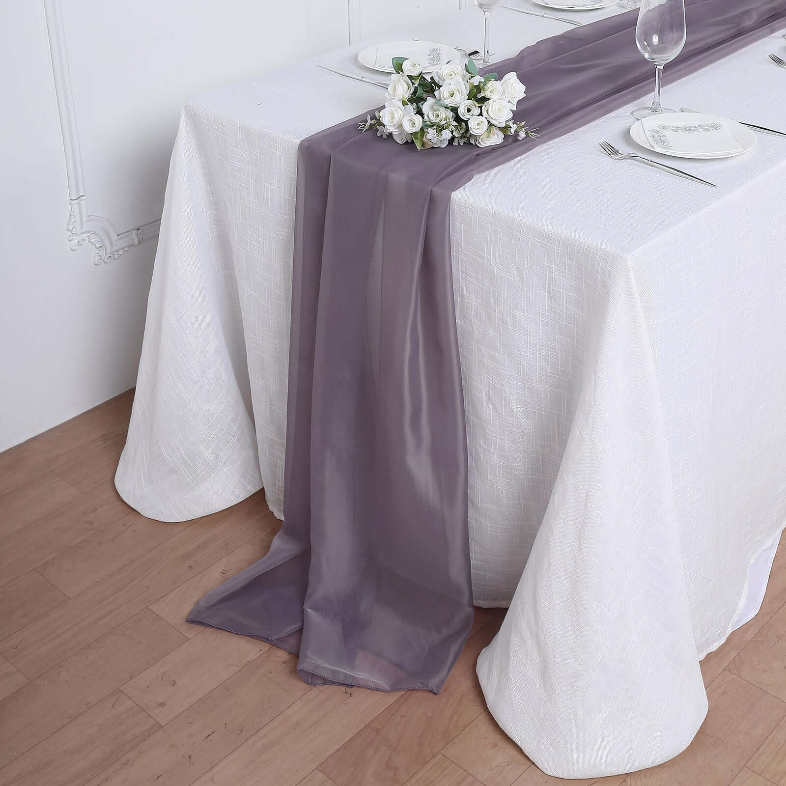 Chiffon Table Runner 6ft Violet Amethyst - Lightweight Table Linen - Image 3