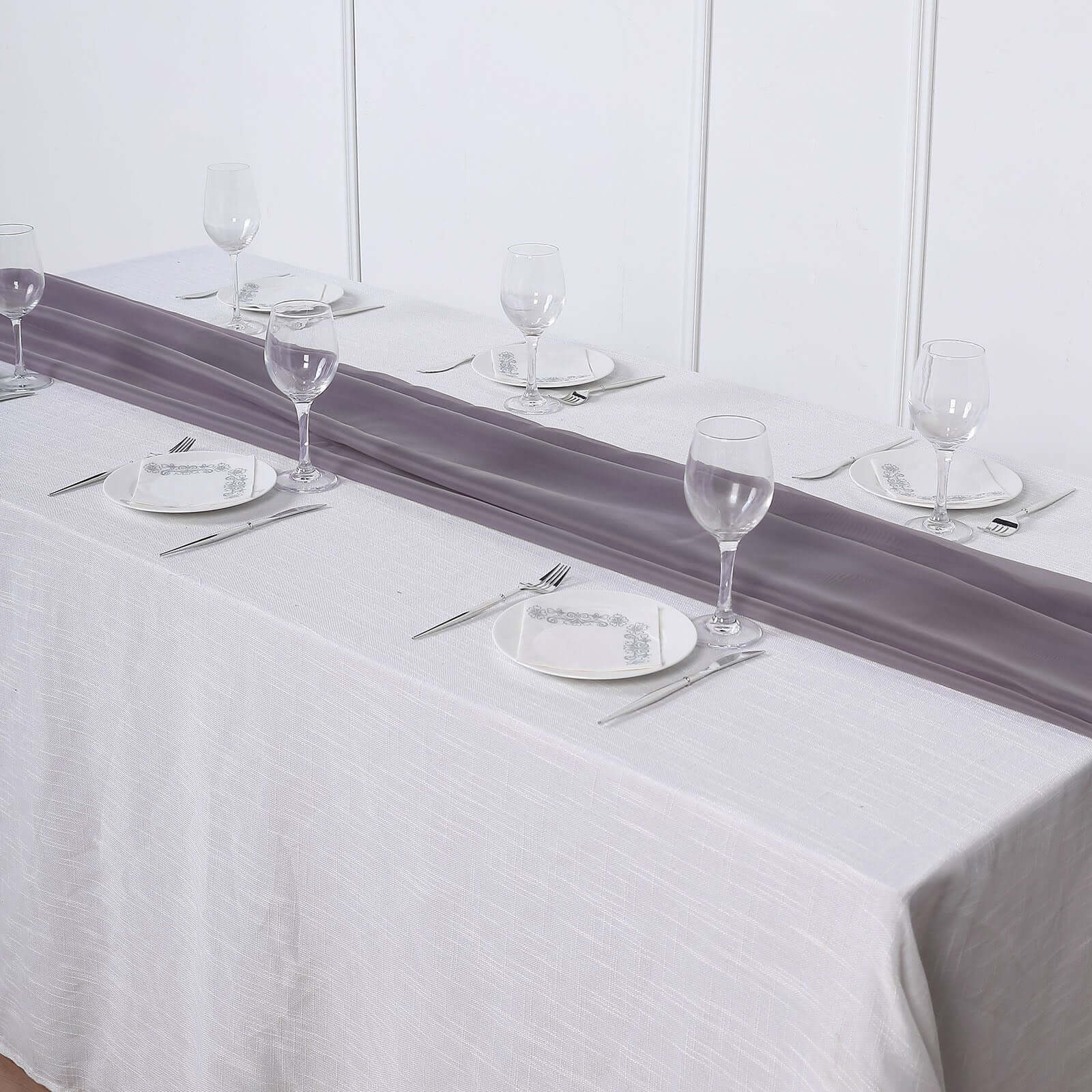 Chiffon Table Runner 6ft Violet Amethyst - Lightweight Table Linen - Image 8