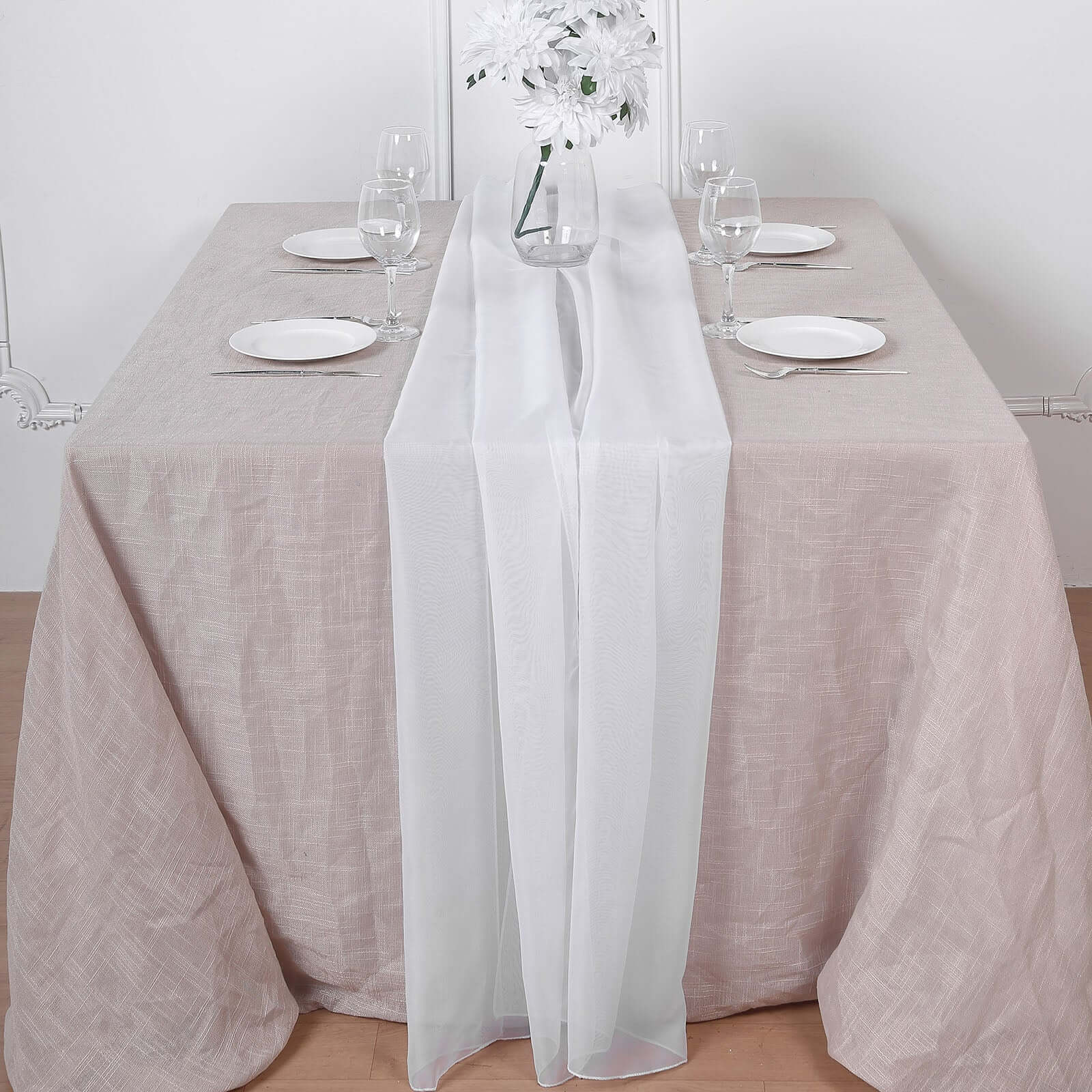 Chiffon Table Runner 6ft White - Stylish & Lightweight Event Table Decor