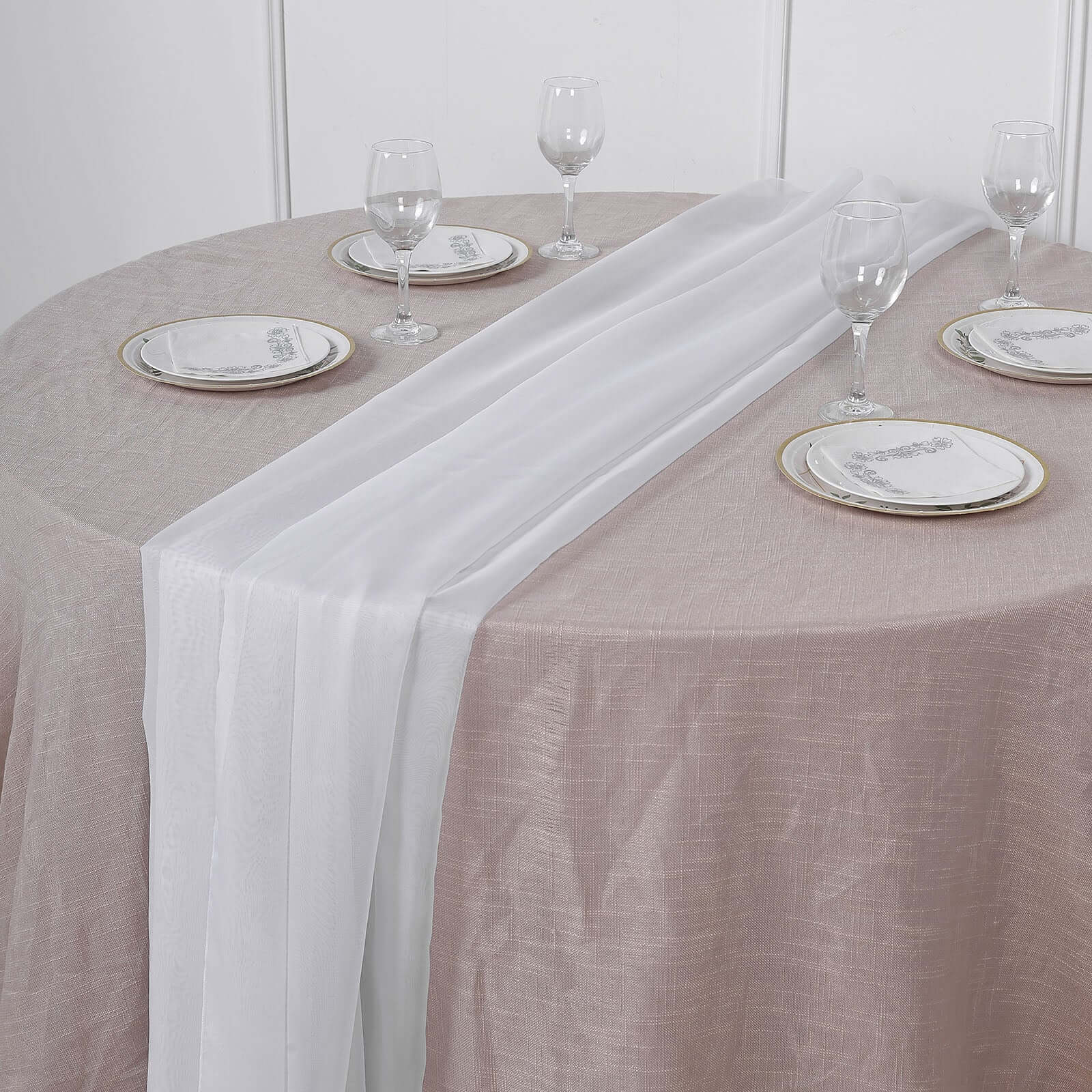 Chiffon Table Runner 6ft White - Stylish & Lightweight Event Table Decor - Image 2