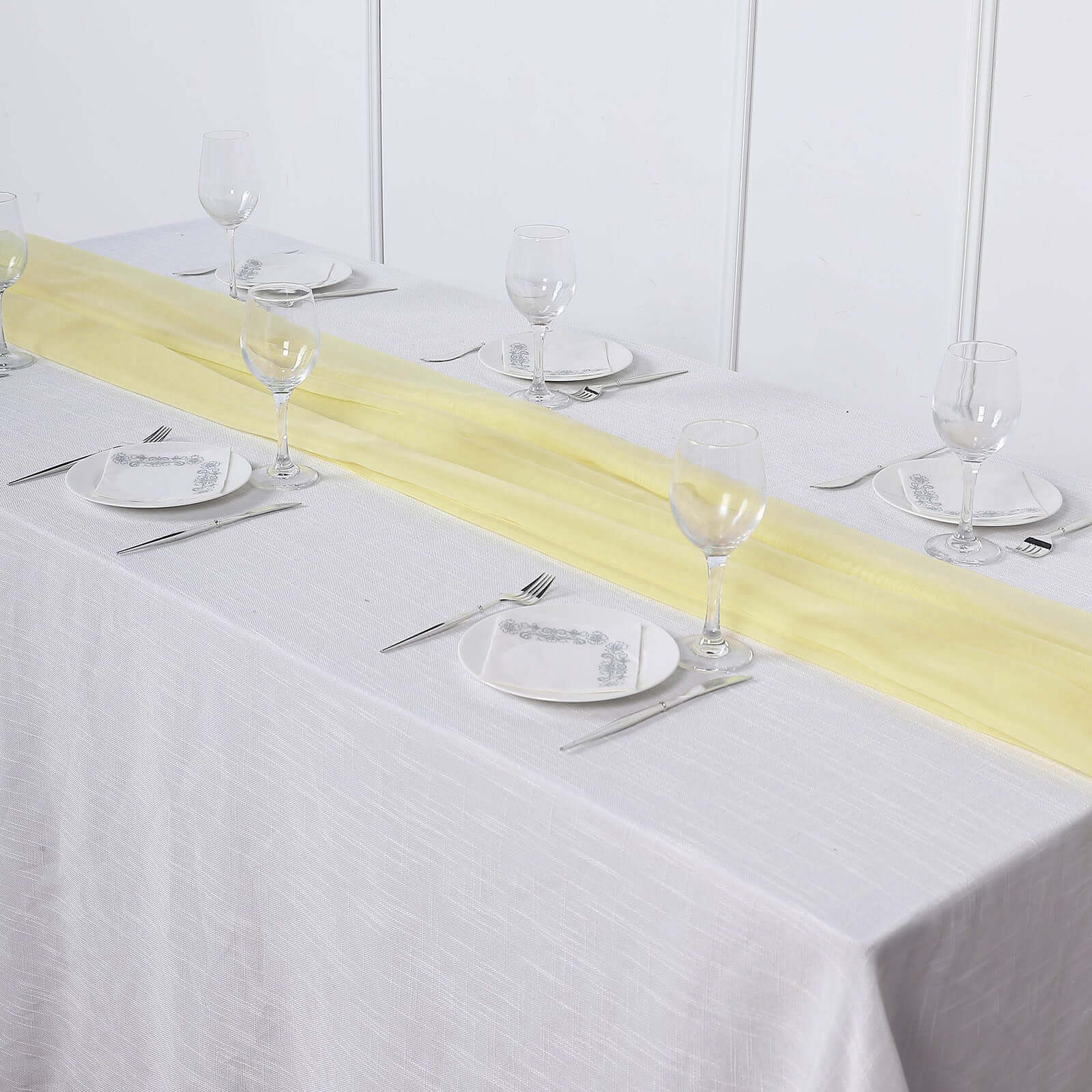 Chiffon Table Runner 6ft Yellow - Lightweight Table Linen - Image 2
