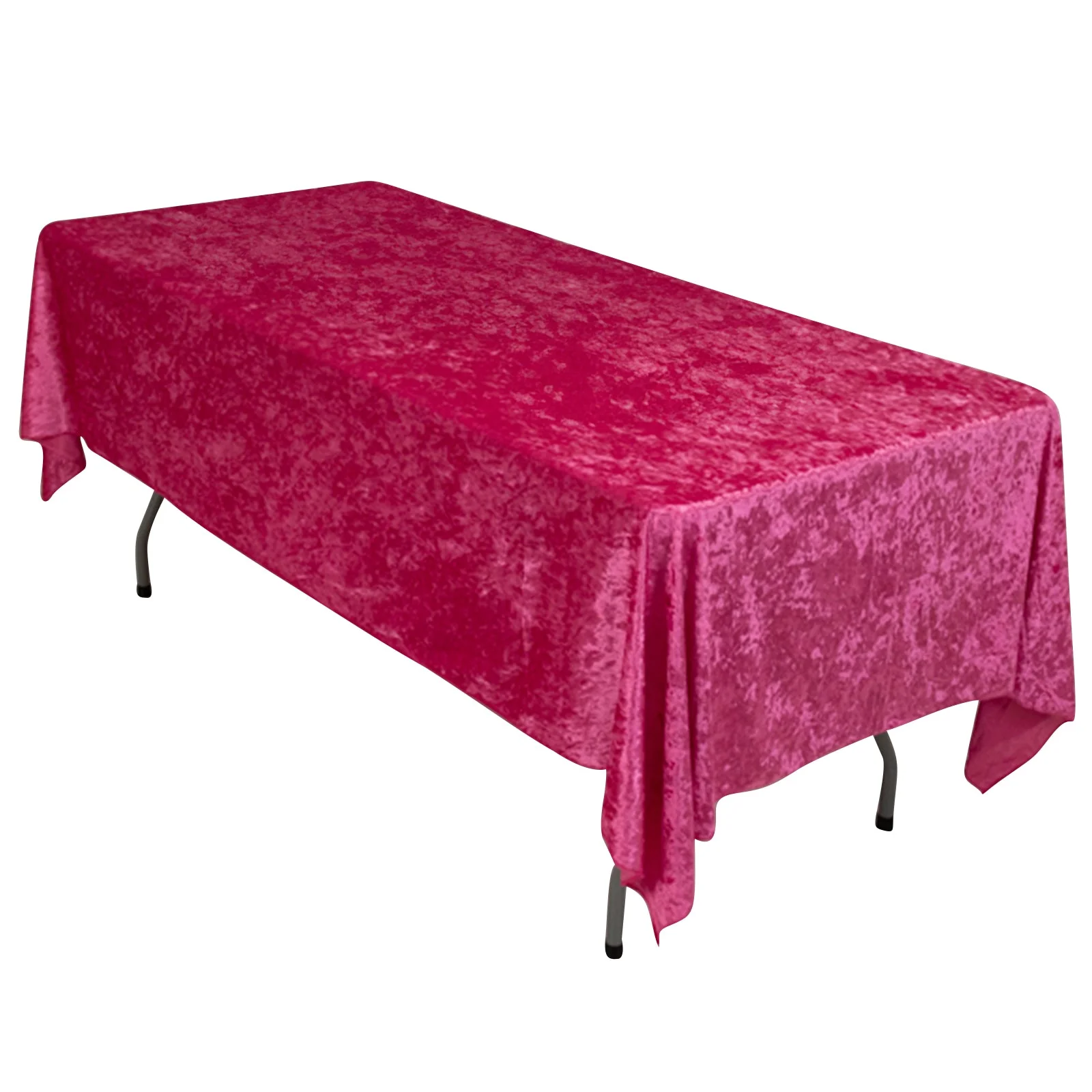 Premium Crushed Velvet Rectangle Tablecloth 60"x102" Fuchsia - Soft Textured Feel Reusable Table Cover - Image 3