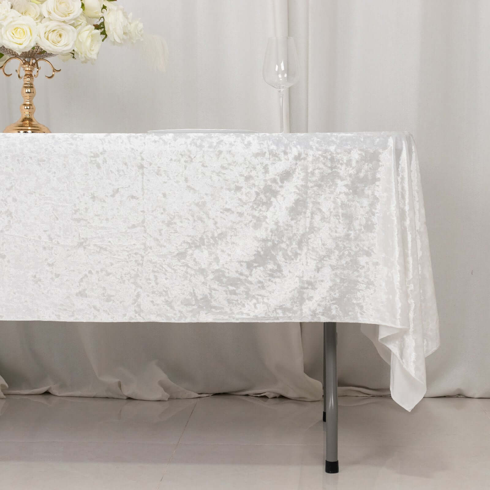 Premium Crushed Velvet Rectangle Tablecloth 60"x102" White - Exquisite Soft Textured Feel Reusable Table Cover - Image 2