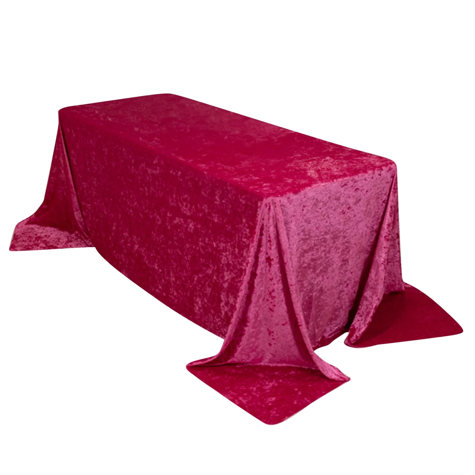 Premium Crushed Velvet Rectangle Tablecloth 90"x132" Fuchsia - Seamless Soft & Reusable Table Cover - Image 3