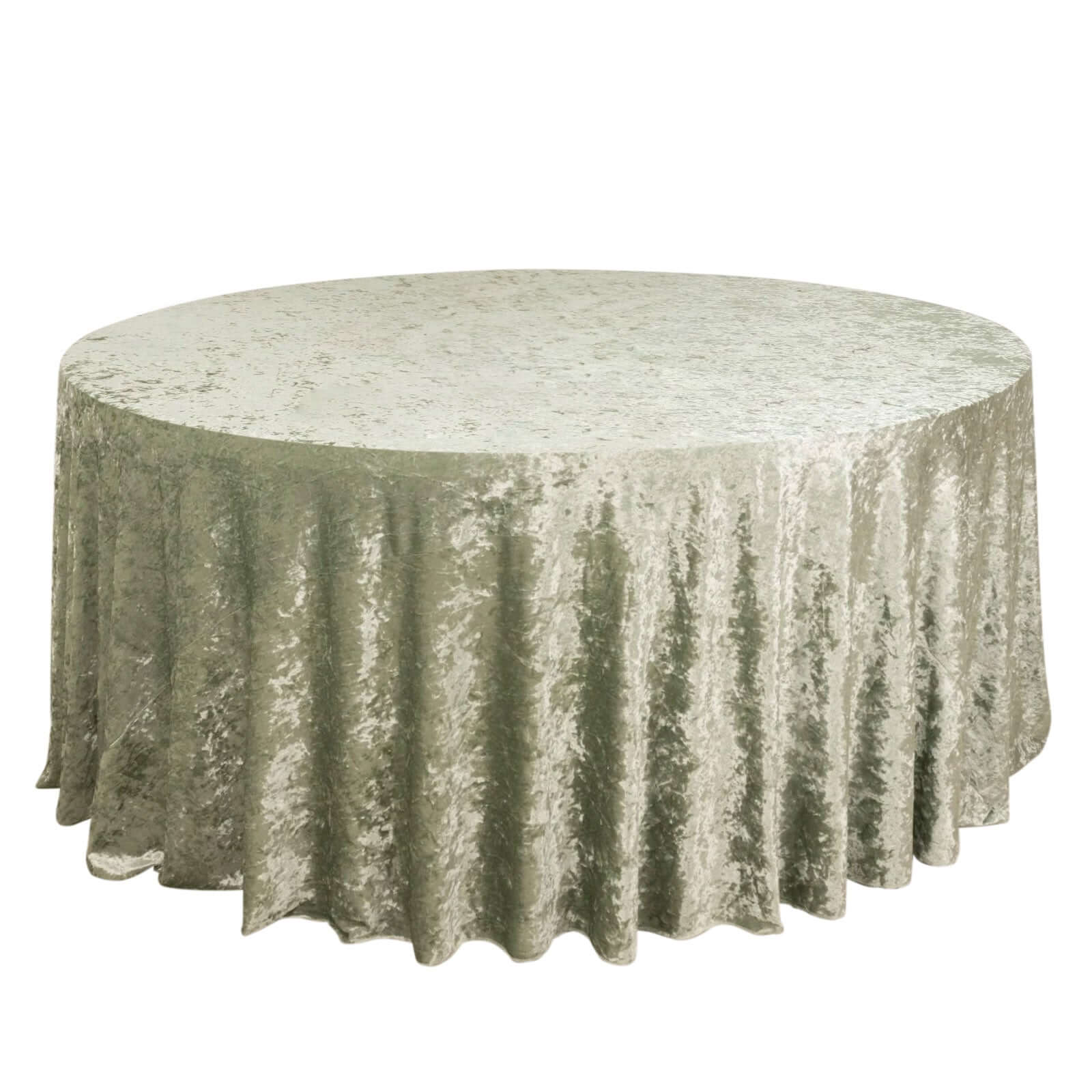 Premium Crushed Velvet Round Tablecloth 120" Sage Green - Seamless Soft & Reusable Table Cover - Image 6