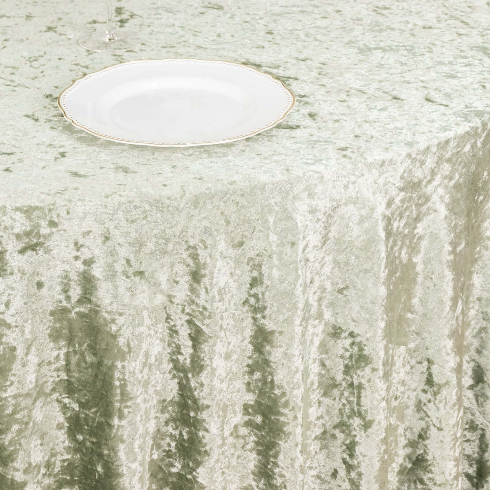 Premium Crushed Velvet Round Tablecloth 120" Sage Green - Seamless Soft & Reusable Table Cover - Image 7