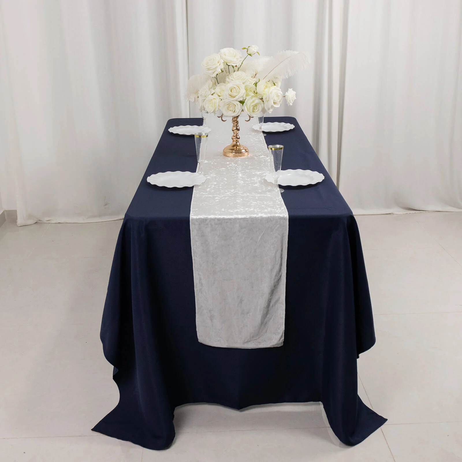 Premium Crushed Velvet Table Runner 12"x108" White - Soft & Classy Table Linen for Events - Image 6