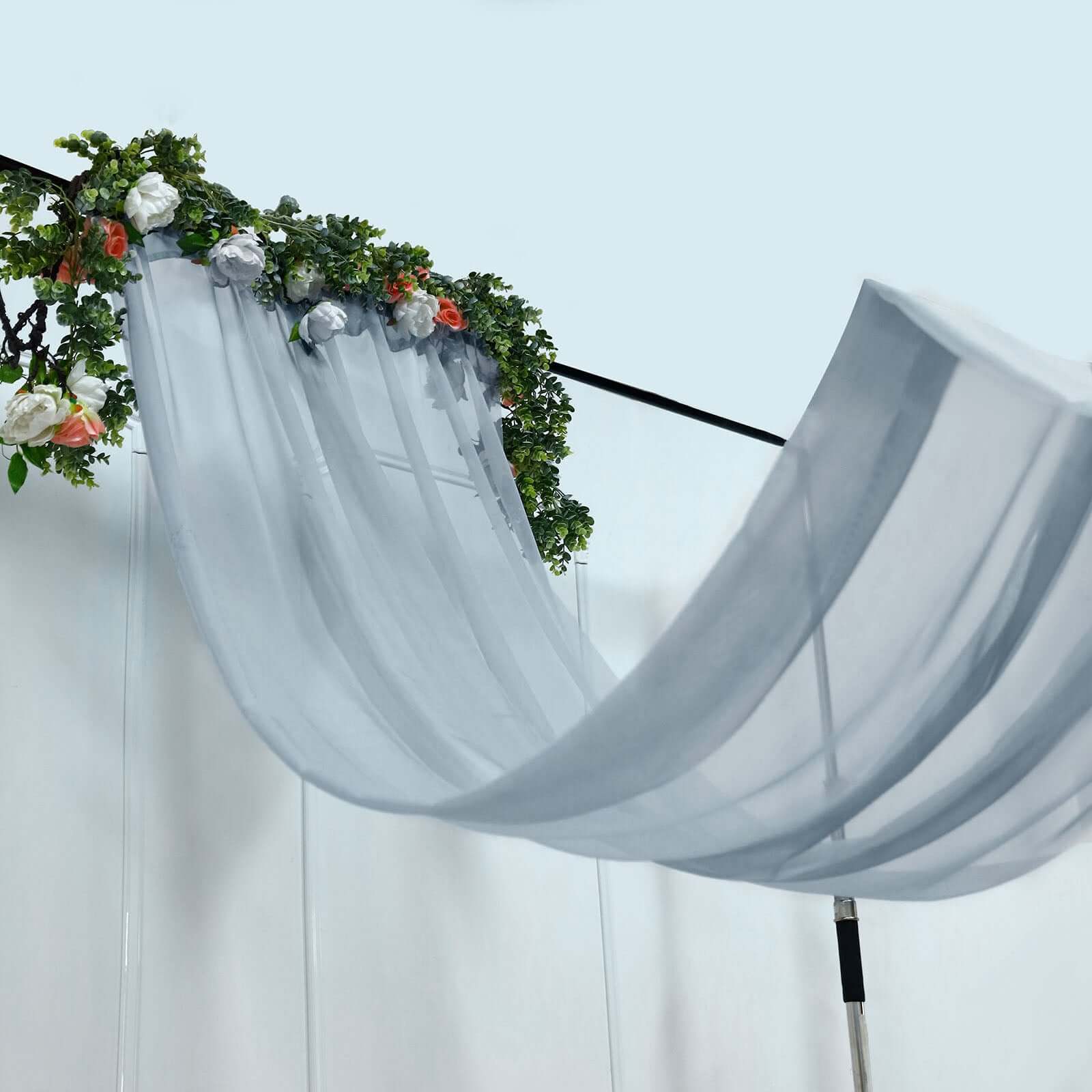 Dusty Blue Chiffon Ceiling Drapery, Durable Flame Resistant Long Curtain Backdrop Panel With Rod Pocket 5ftx32ft - Image 6