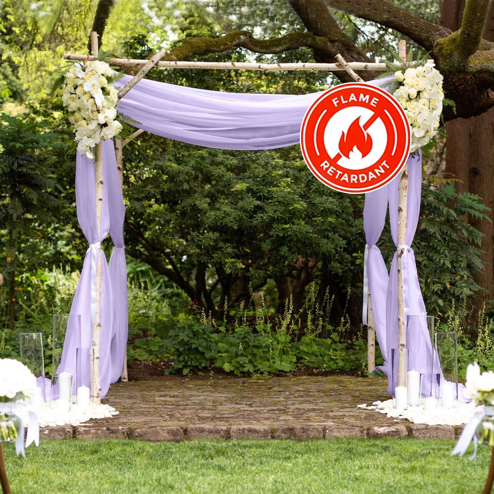Lavender Lilac Chiffon Drape Curtain, Durable Flame Resistant Backdrop Panel Ceiling Decoration With Rod Pocket 5ftx14ft - Image 3