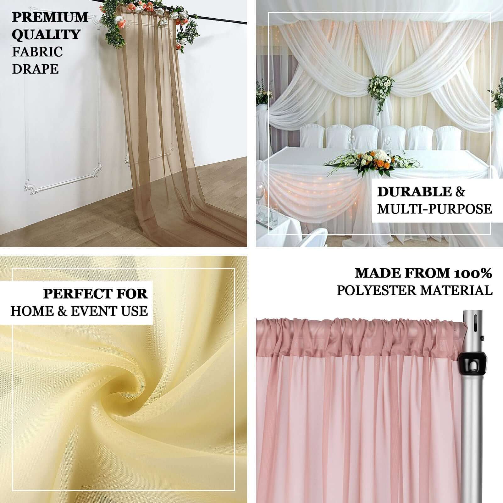 Lavender Lilac Chiffon Drape Curtain, Durable Flame Resistant Backdrop Panel Ceiling Decoration With Rod Pocket 5ftx14ft - Image 4