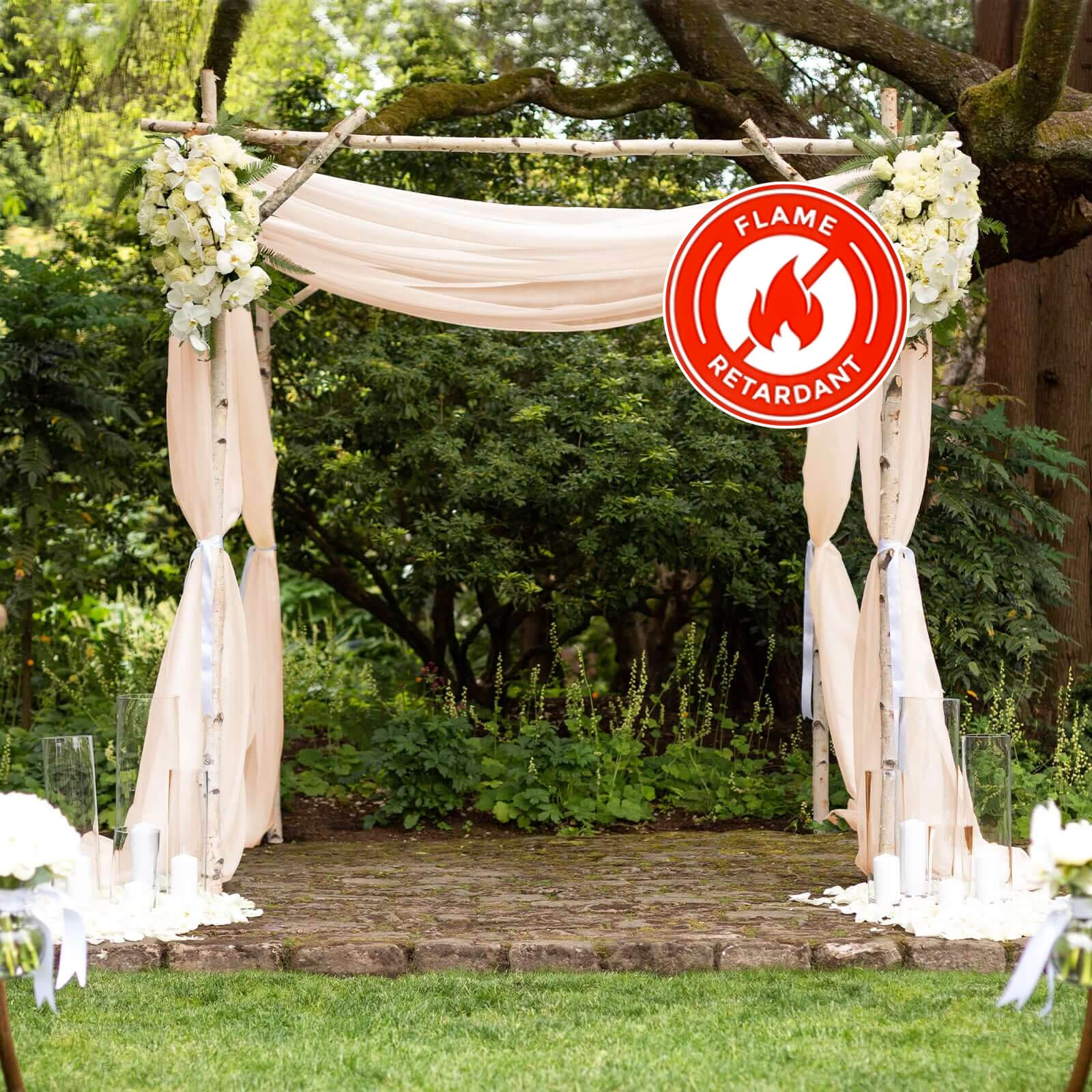 Nude Chiffon Drape Curtain, Durable Flame Resistant Backdrop Panel Ceiling Decoration With Rod Pocket 5ftx14ft - Image 3