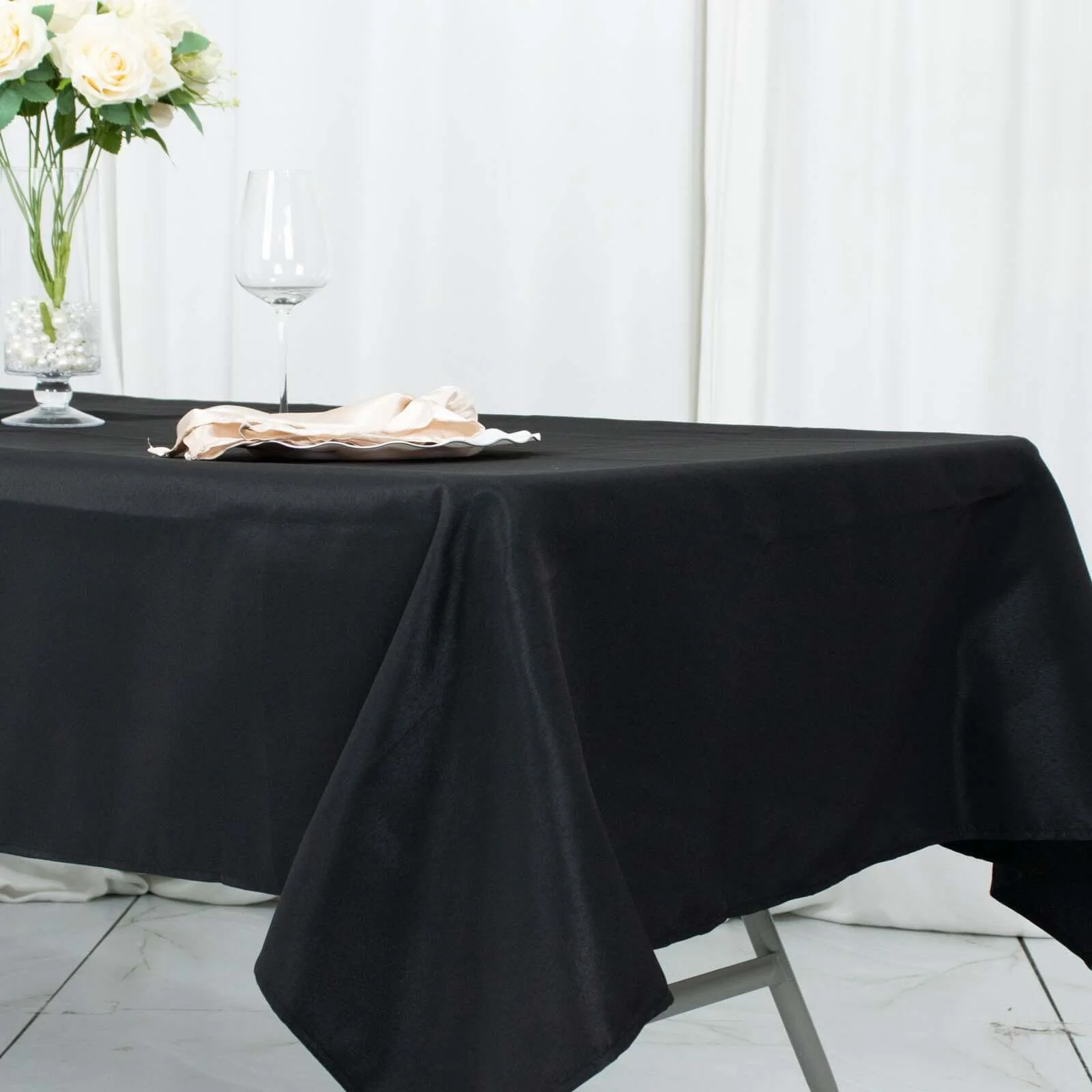 Premium Polyester Rectangle Tablecloth 54"x96" Black - 220GSM Stain-Proof Table Cover - Image 2